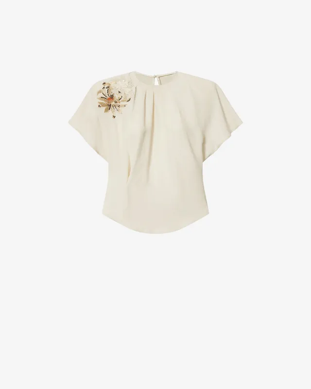 Isabel Marant Sakine top brodé écru sequins
