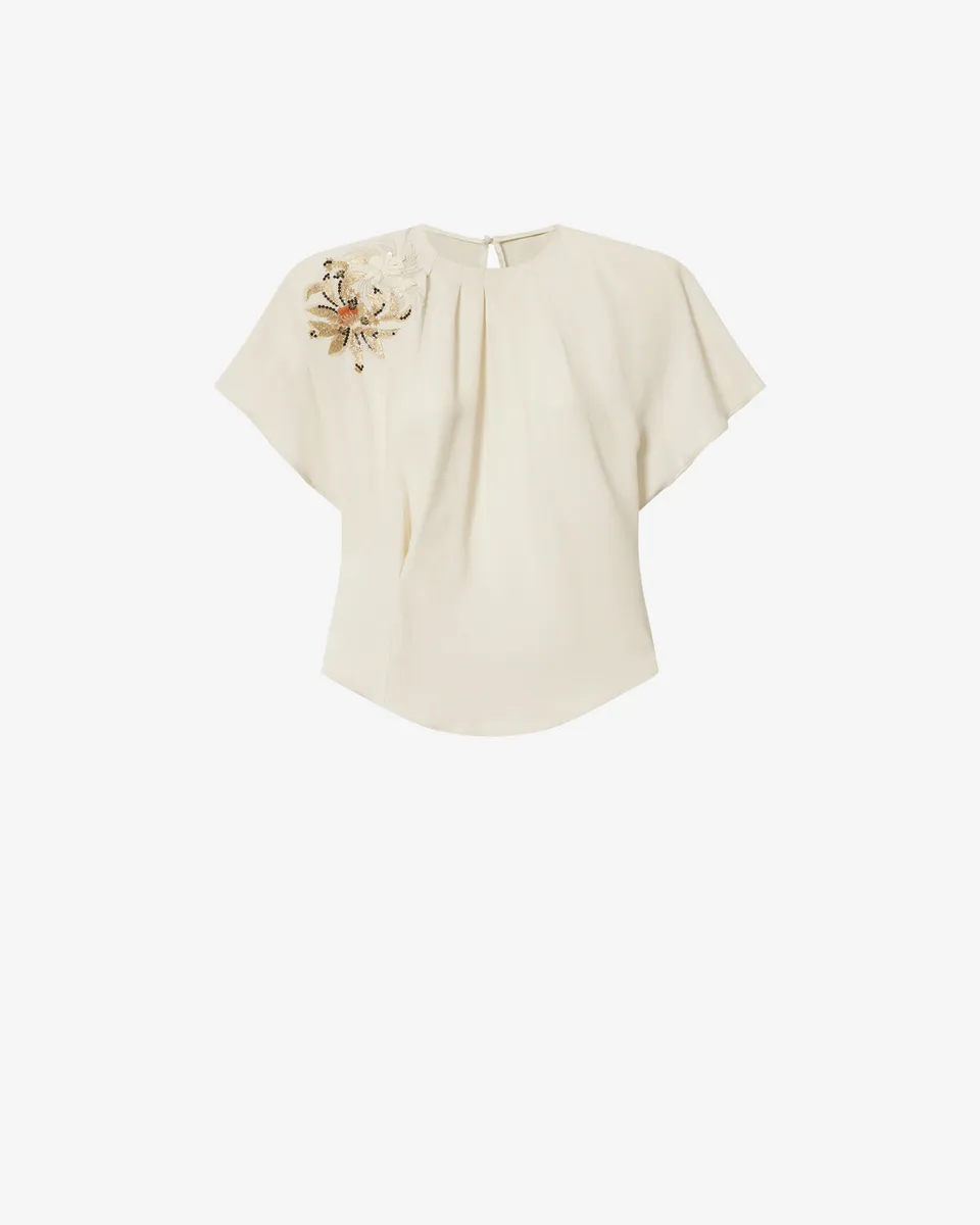 Isabel Marant Sakine top brodé écru sequins