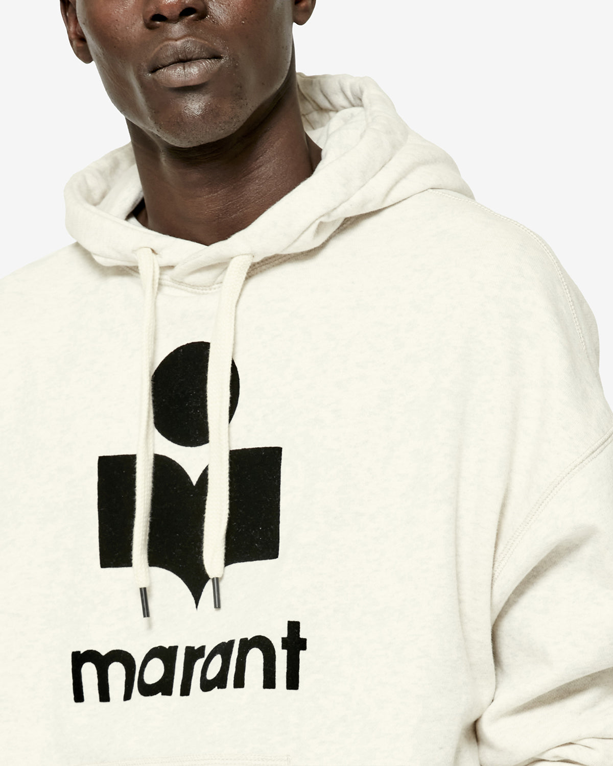 Isabel Marant Miley sweat écru coton capuche logo imprimé