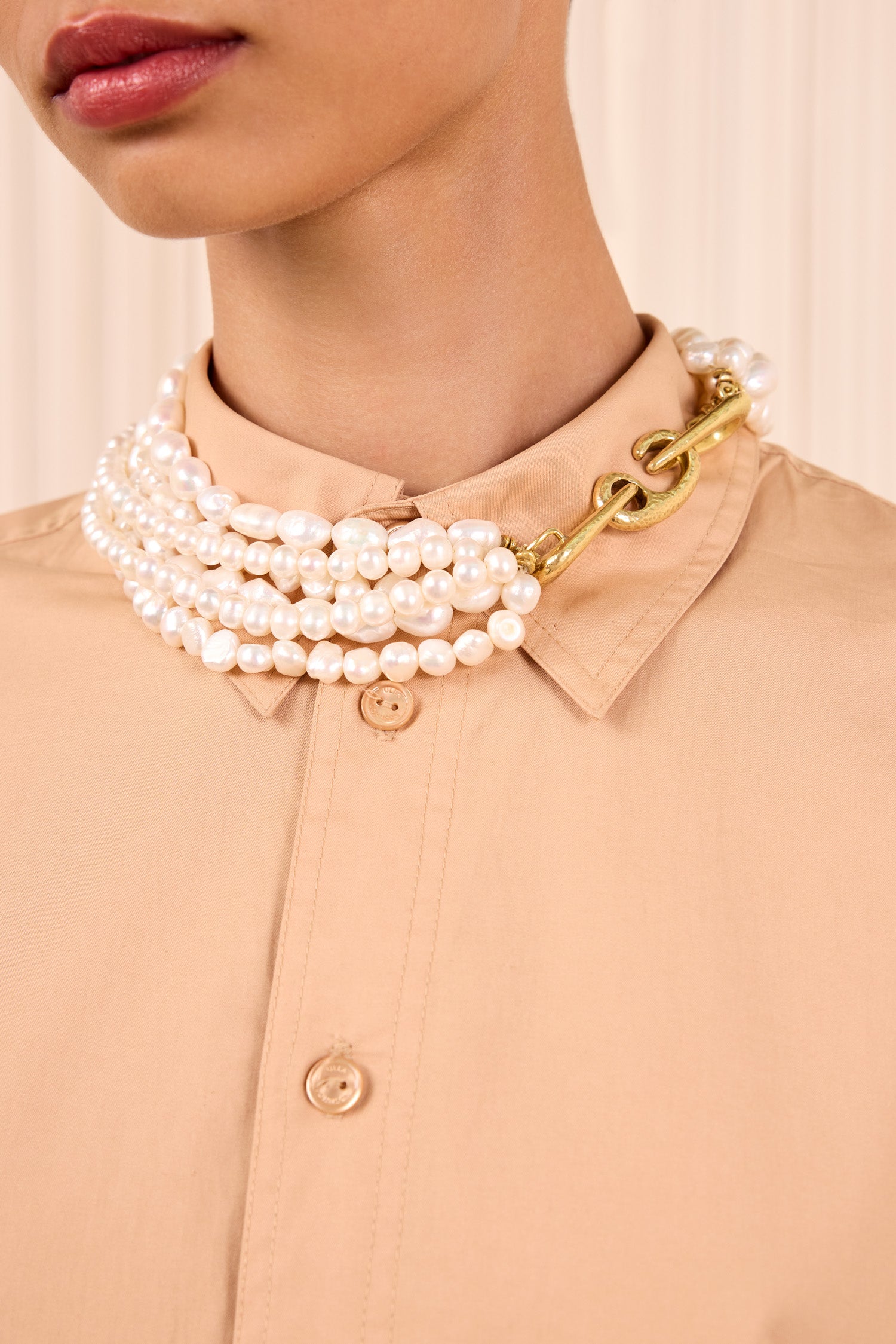 Ulla Johnson Pearl Multistrand Choker collier perles OS