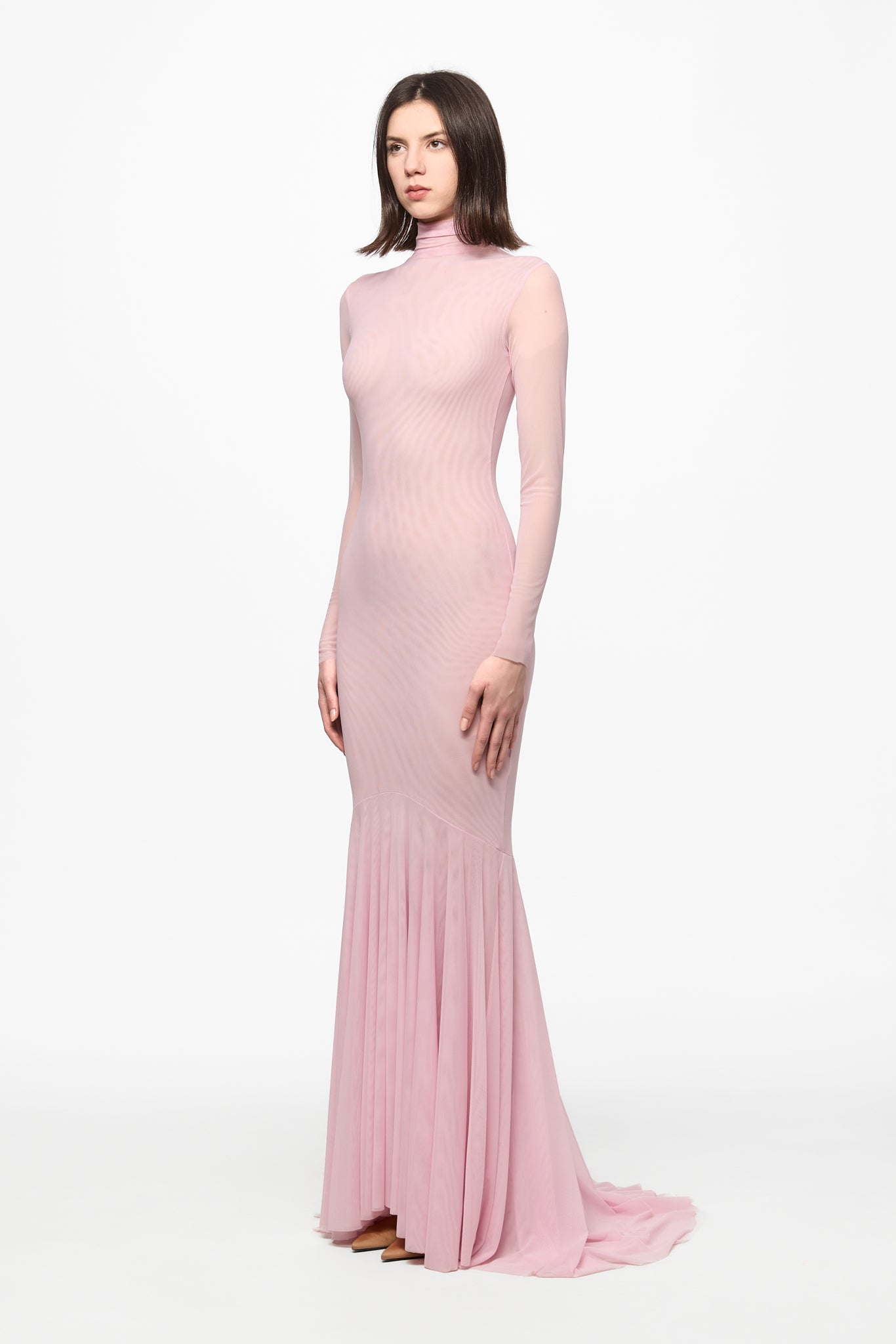 ATU Body Couture Pink Mesh Mermaid robe longue rose S
