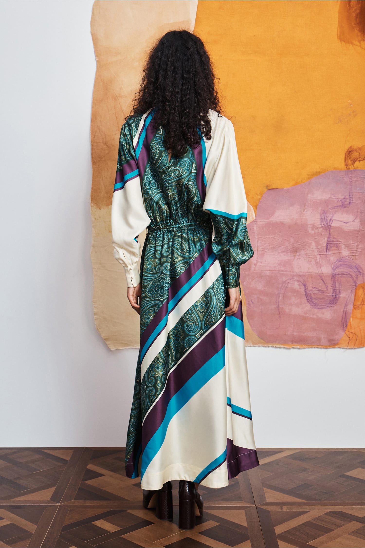 Alemaïs Joni Silk Midi Dress robe midi soie paisley