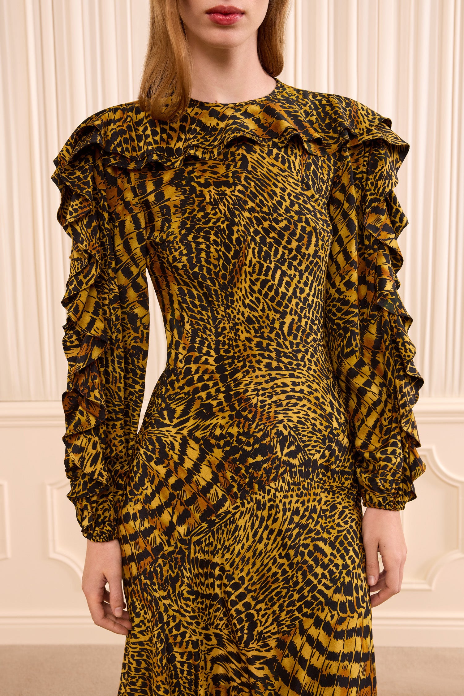 Ulla Johnson Dara robe soie jaune Wren volants