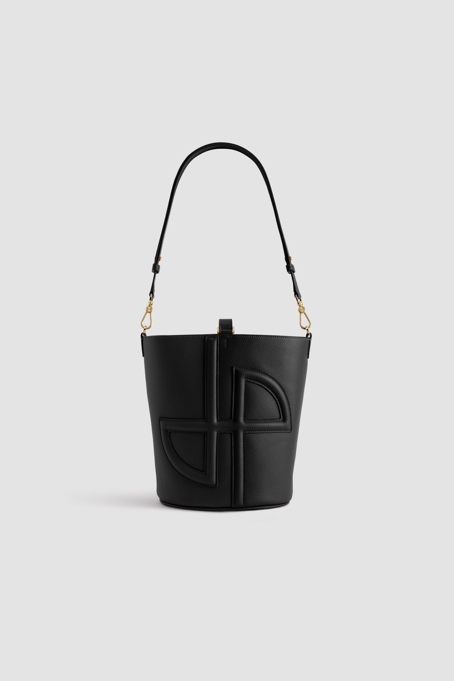 Patou BA015 sac seau noir cuir grainé monogramme JP
