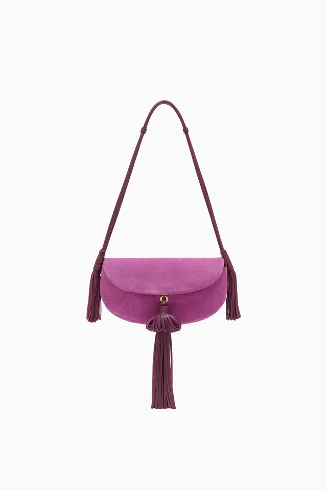 Ulla Johnson Paloma SP261103 sac cuir Orchid pompons
