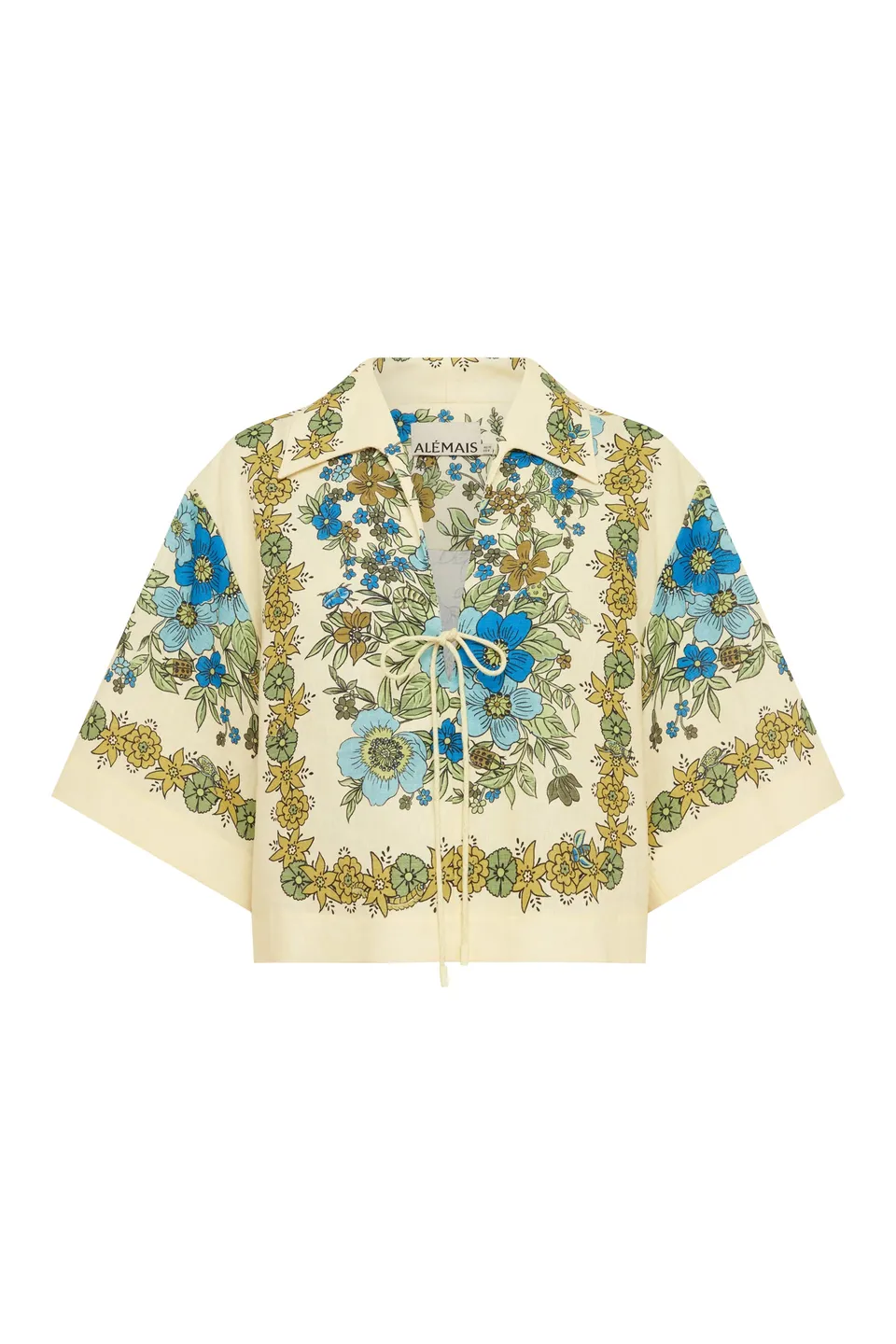 Alemaïs Sophia top cropped en lin floral