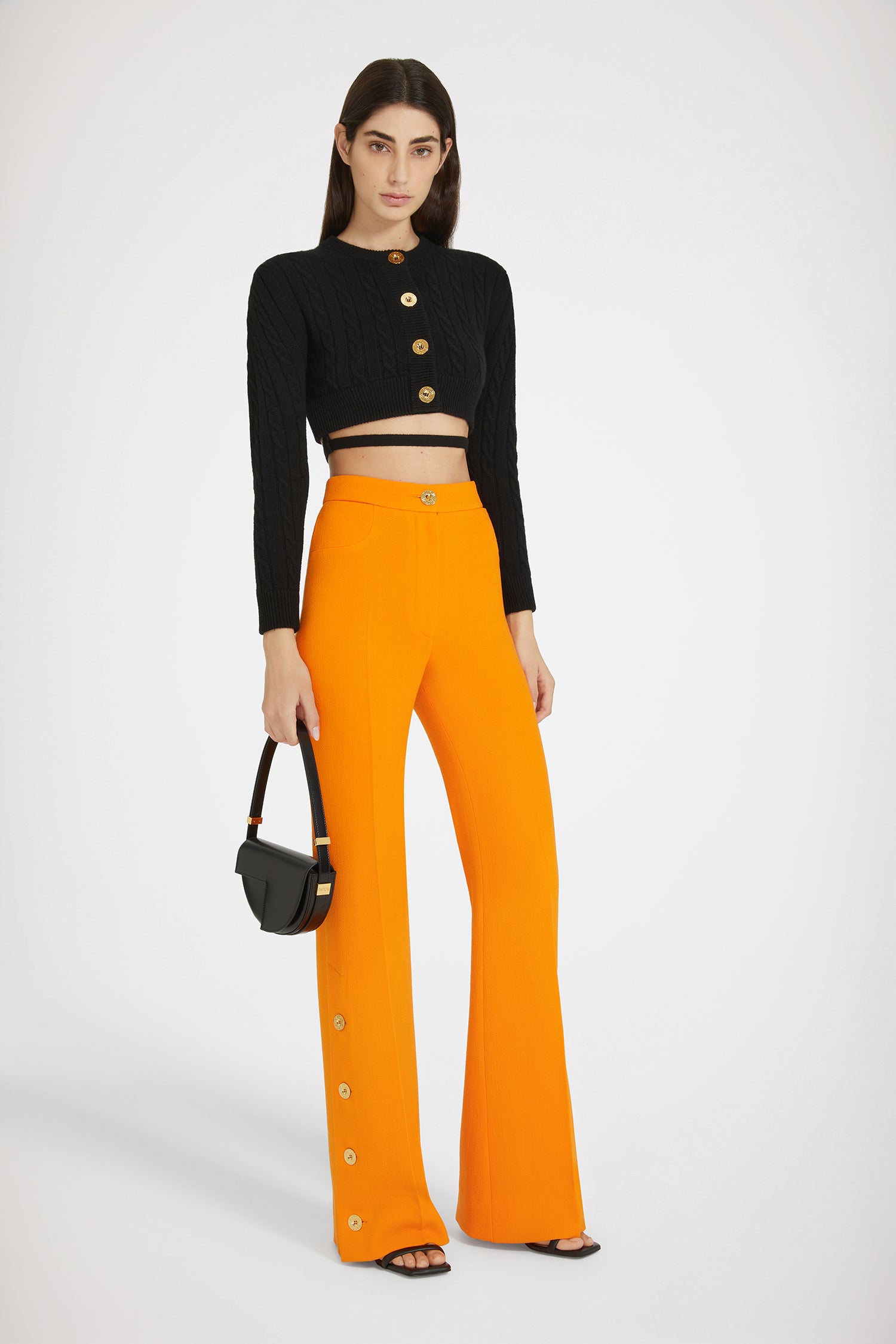 Patou TR038 pantalon flare laine orange Bright