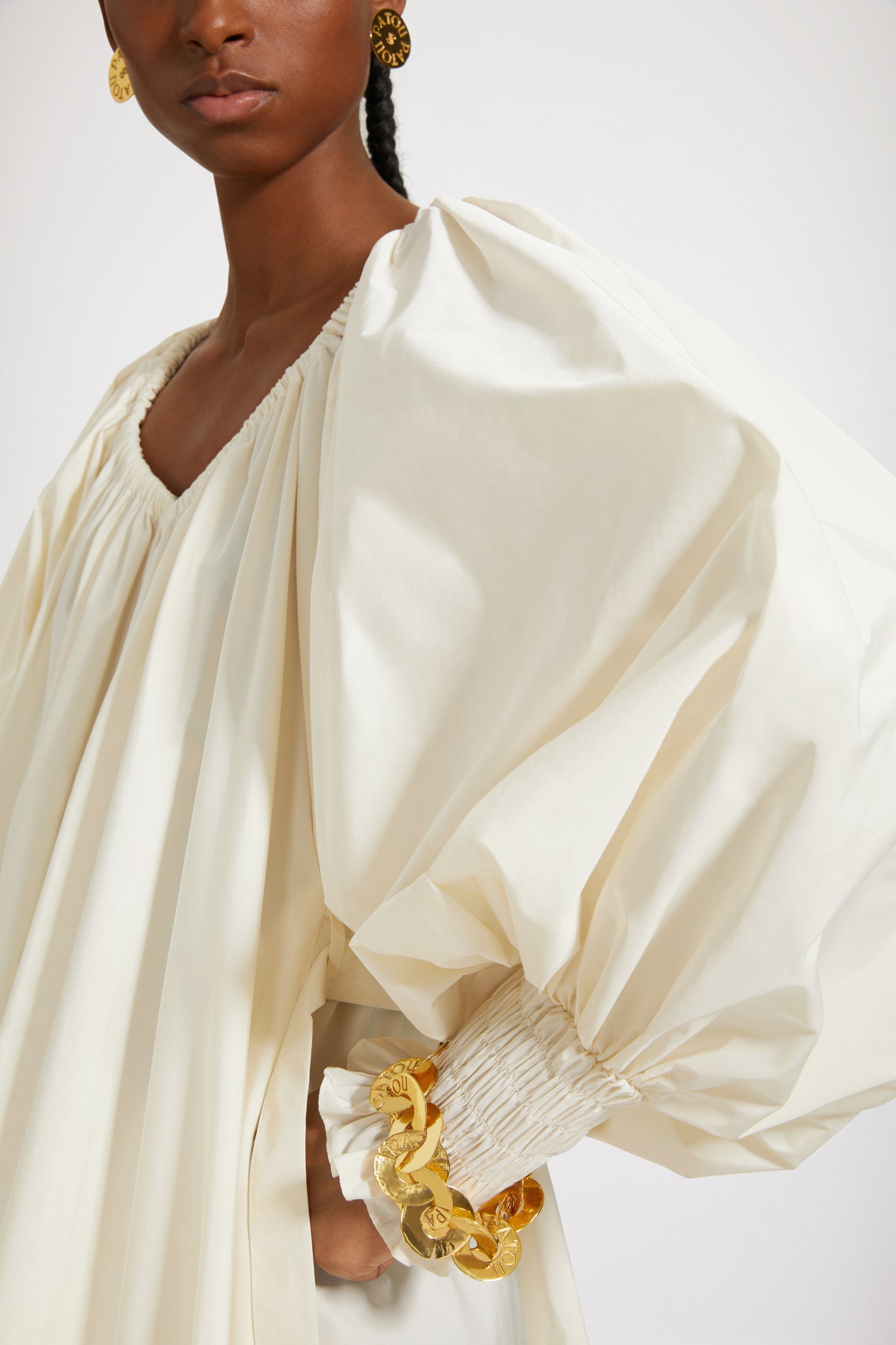 Patou DR115 robe maxi cocktail ivoire faille recyclée