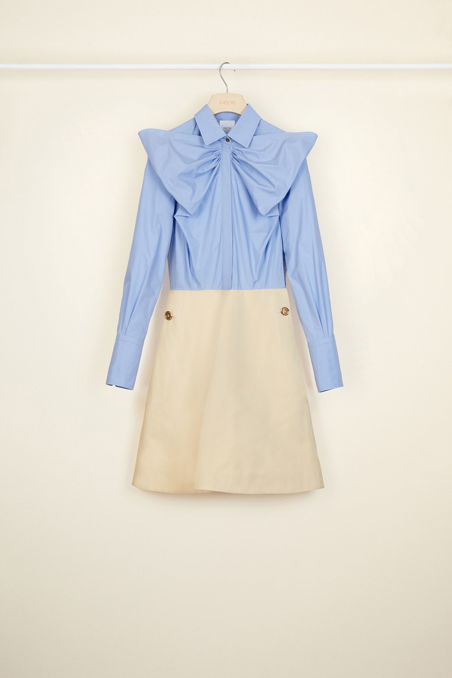Patou DR033 robe coton Vanilla Blue col nœud
