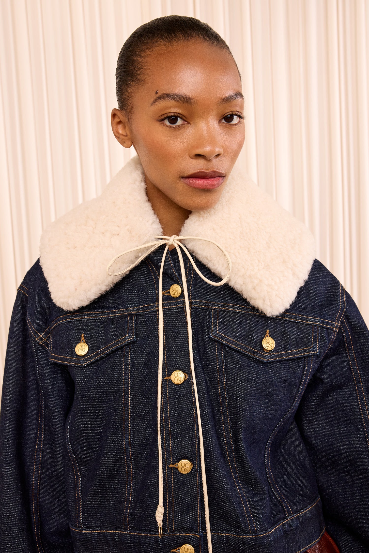 Ulla Johnson Shearling Collar col Pearl cuir réversible