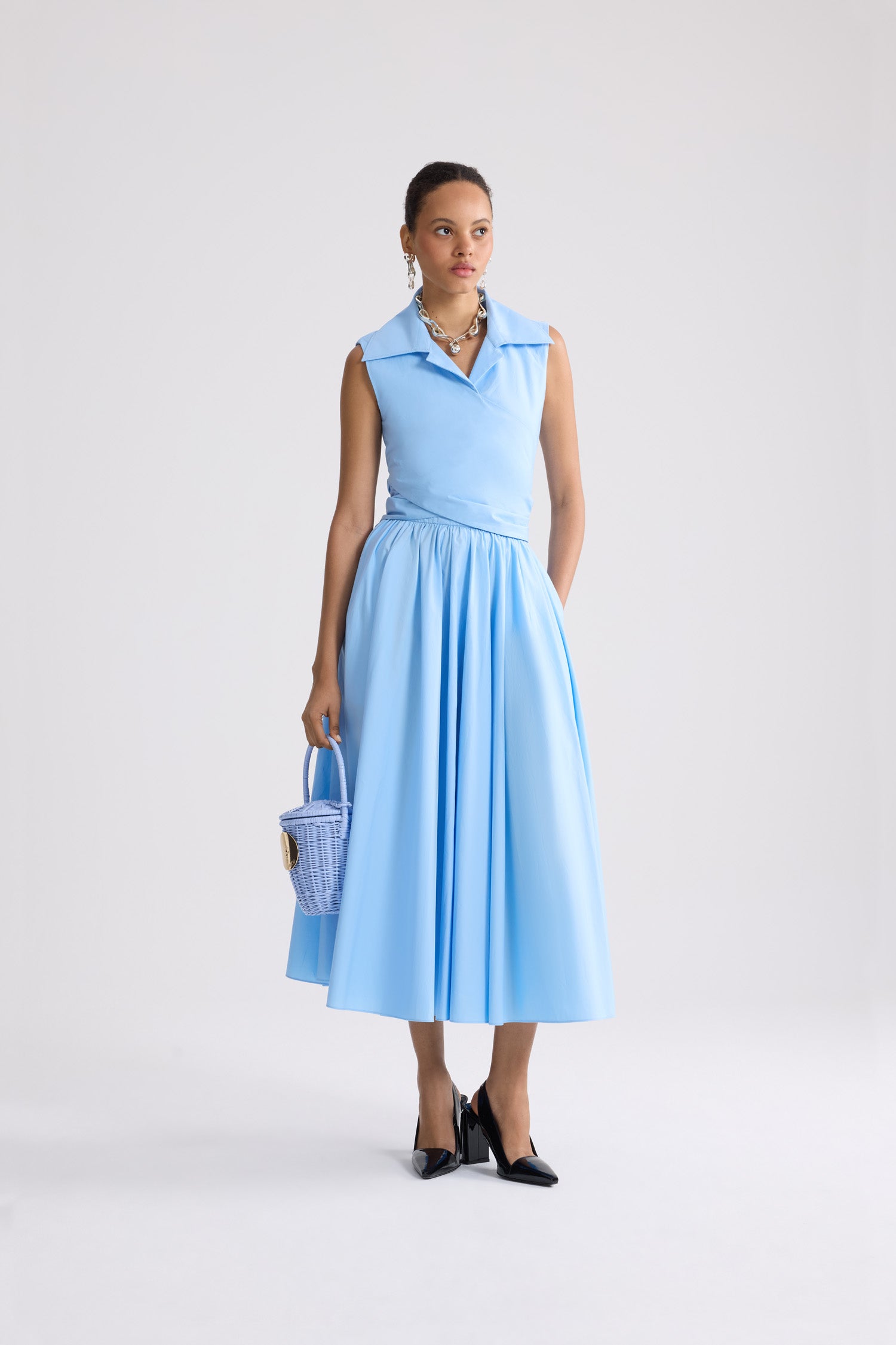 Patou DR2230017662B robe midi coton bleu riviera