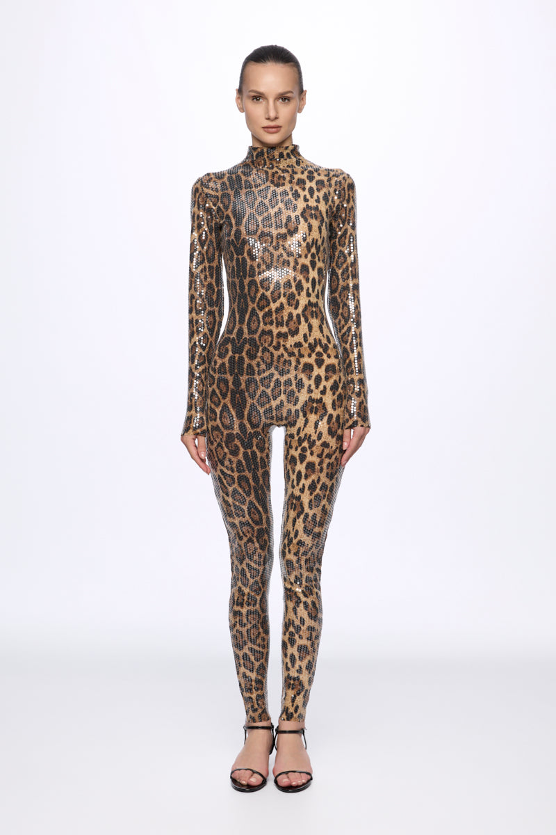 ATU Body Couture Catsuits combinaison léopard sequins S