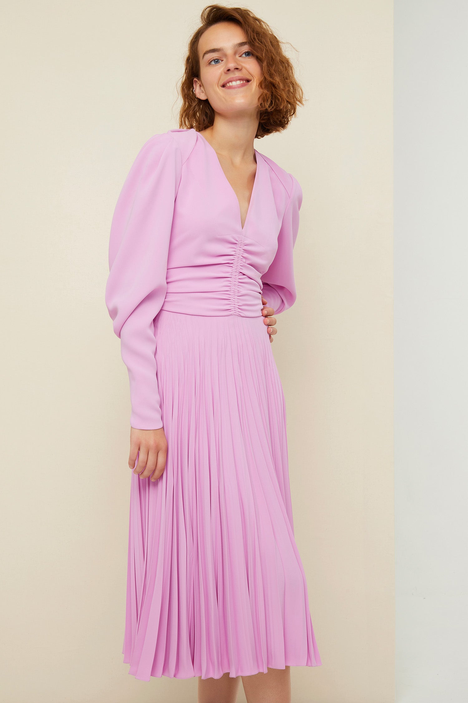 Patou H20DR010 robe midi plissée lilas