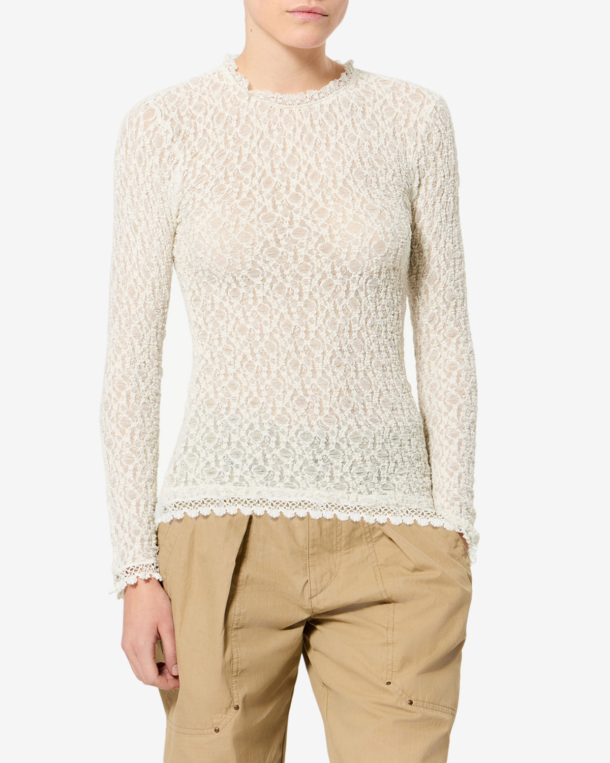 Isabel Marant Brany HT0926FA top dentelle blanc