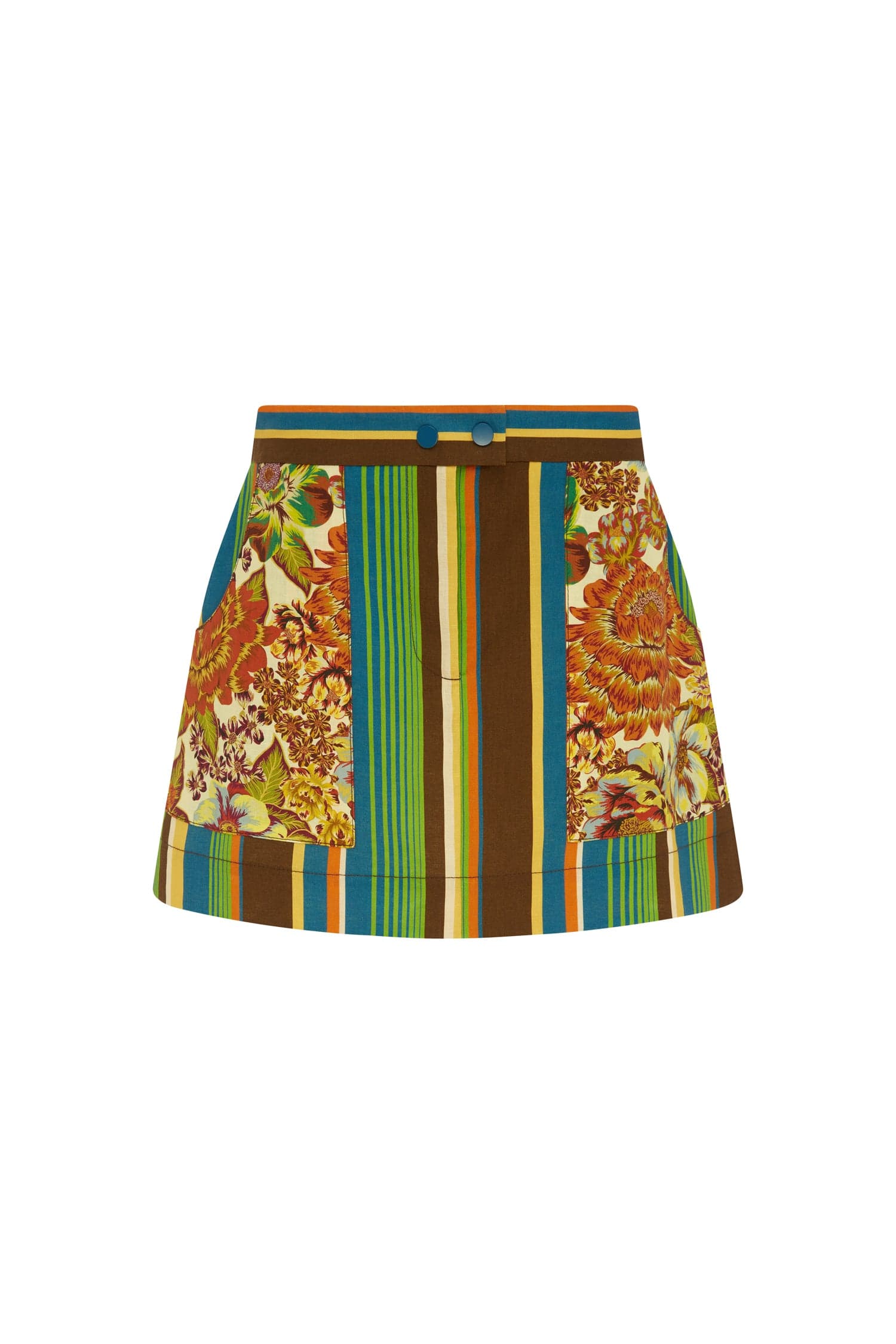 Alemäis Charlie mini-jupe en lin patchwork floral