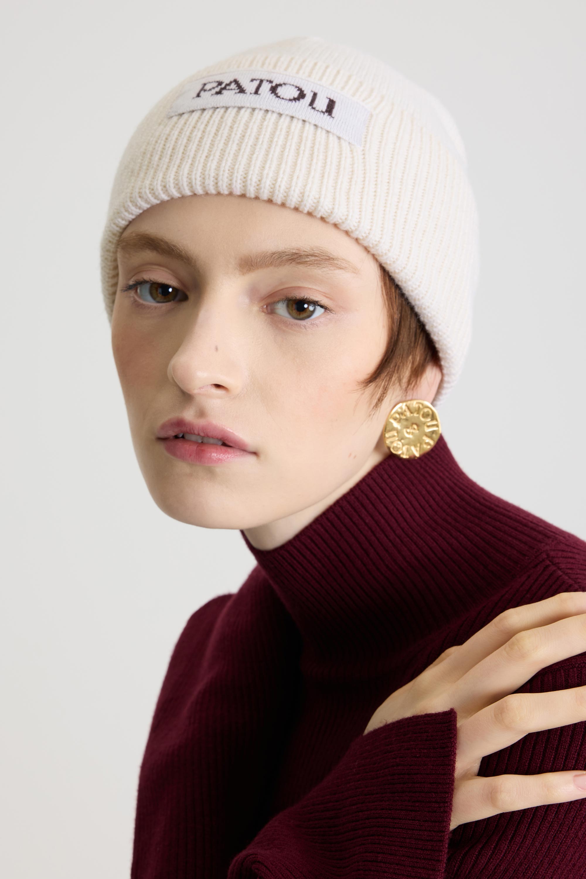 Patou Accessories AC105 bonnet White laine cachemire
