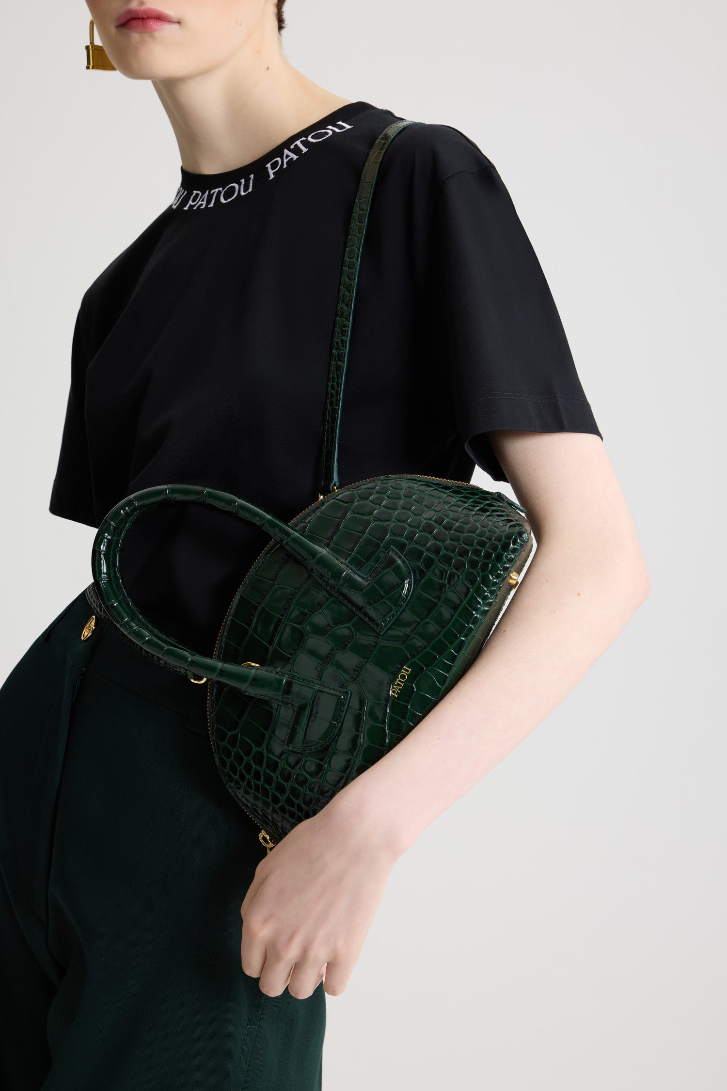 Patou Bags sac bowling BA019 cuir croco vert