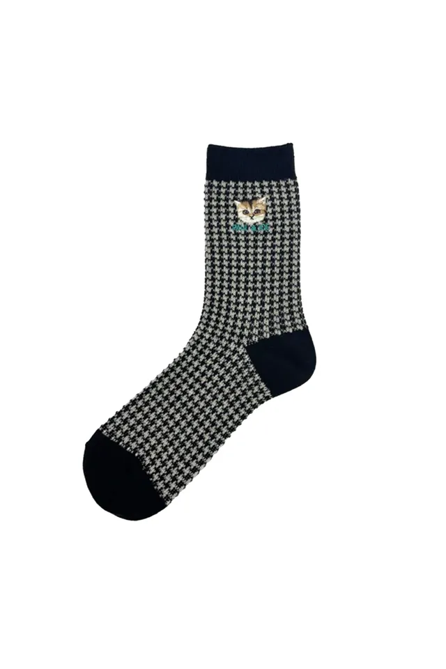 Paul & Joe Chaussettes Nounette pied-de-poule noires 36-39