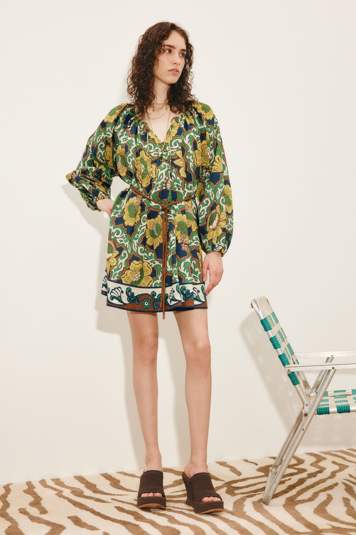 Alemäis Liana Mini Dress robe mini ramie imprimé botanique