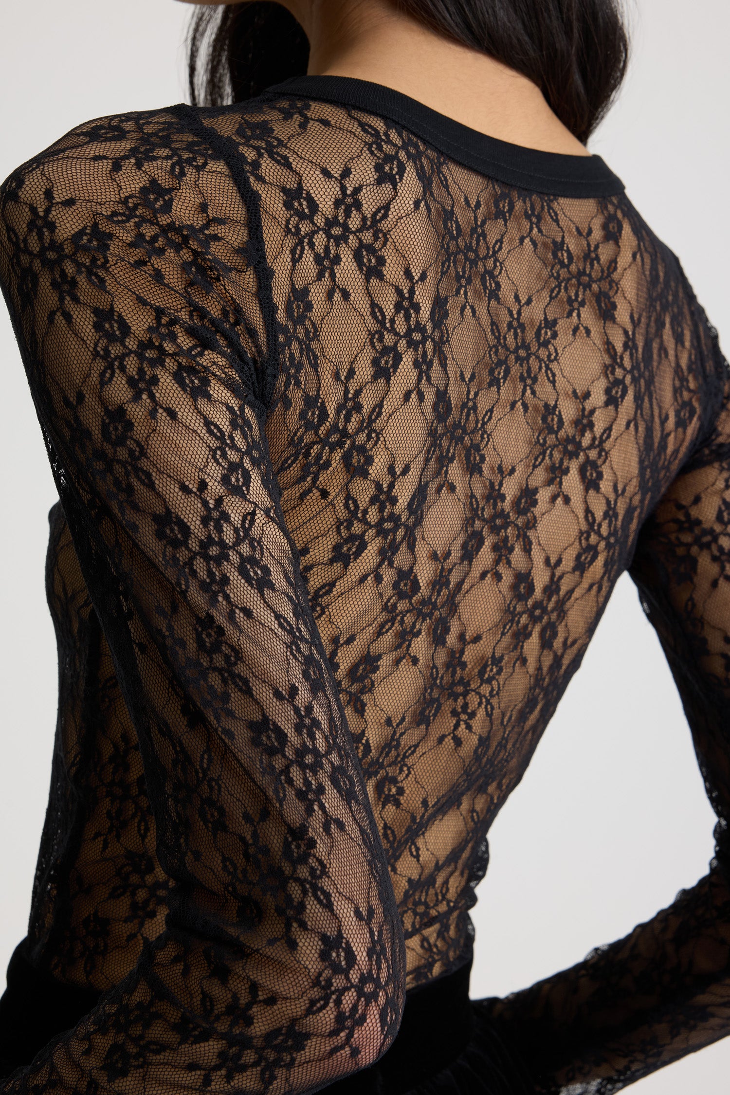 Patou JE176 top jersey dentelle noire seconde peau