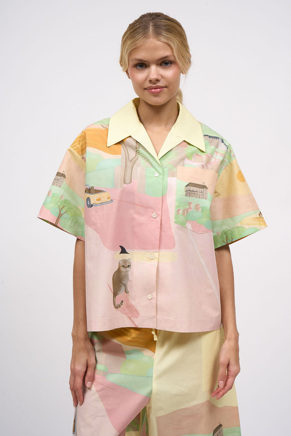 Paul & Joe Summer chemise popeline coton imprimée manches courtes