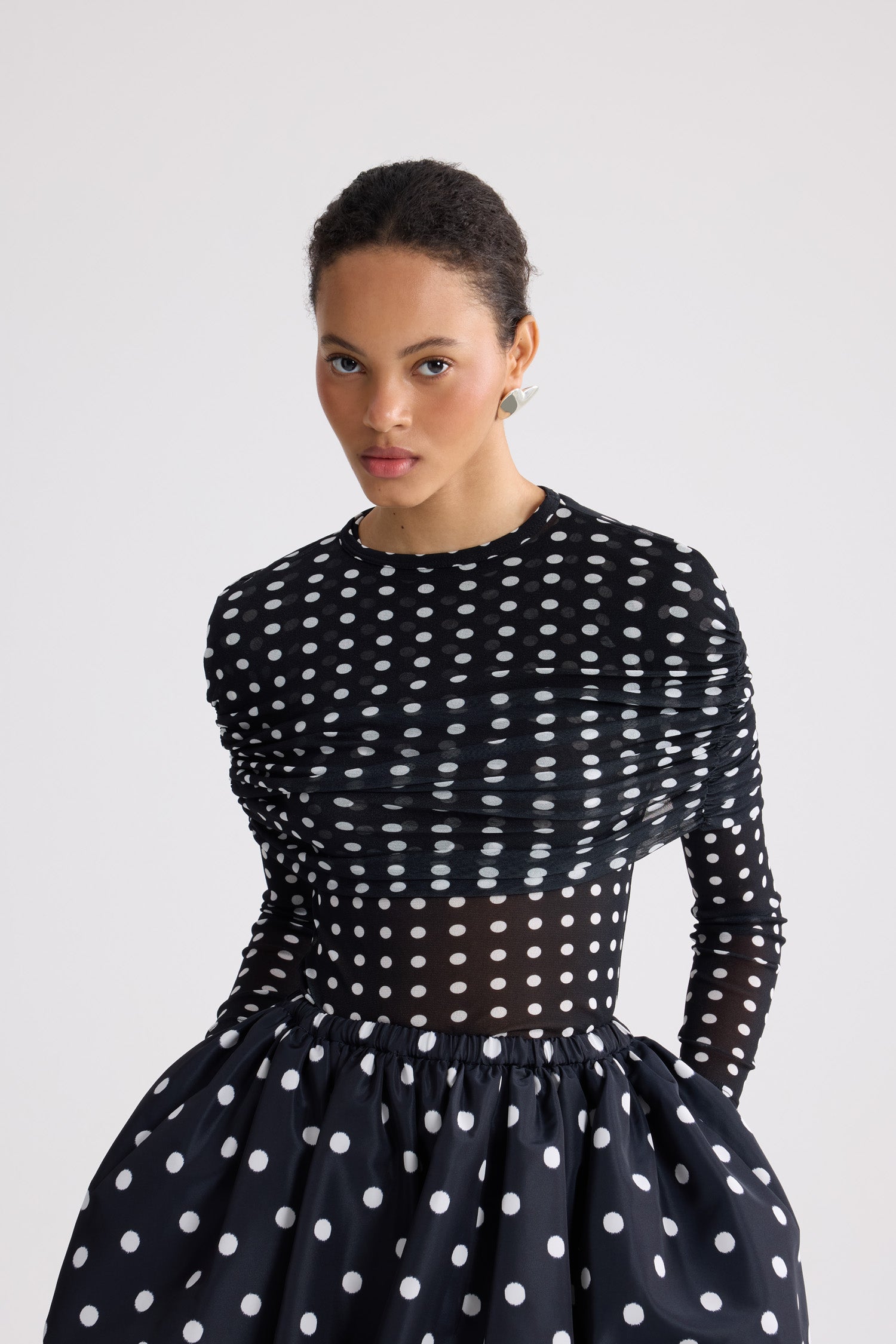 Patou Tops TO17202435962 haut nylon bleu à pois