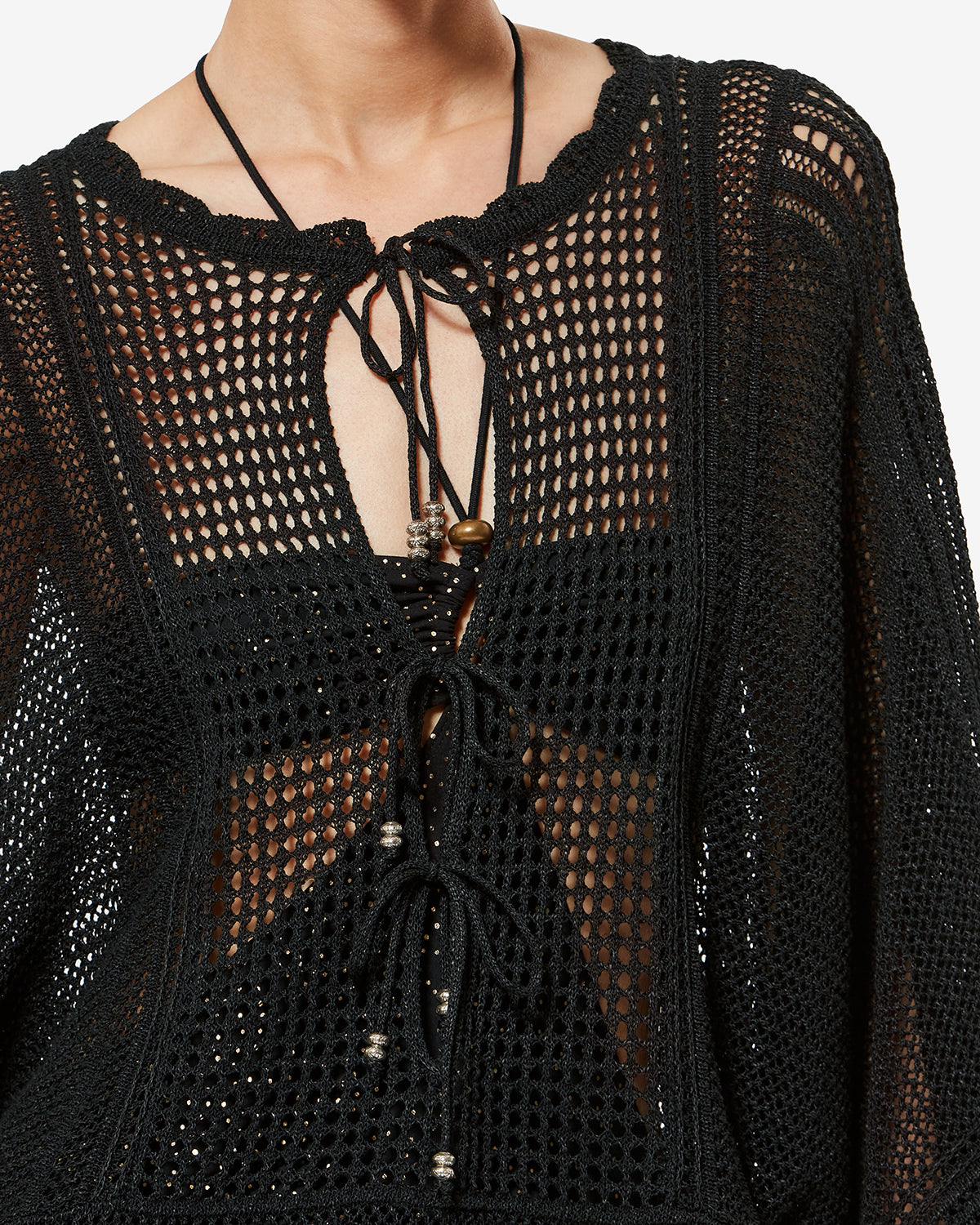 Isabel Marant Metina robe noire crochet coton ceinture