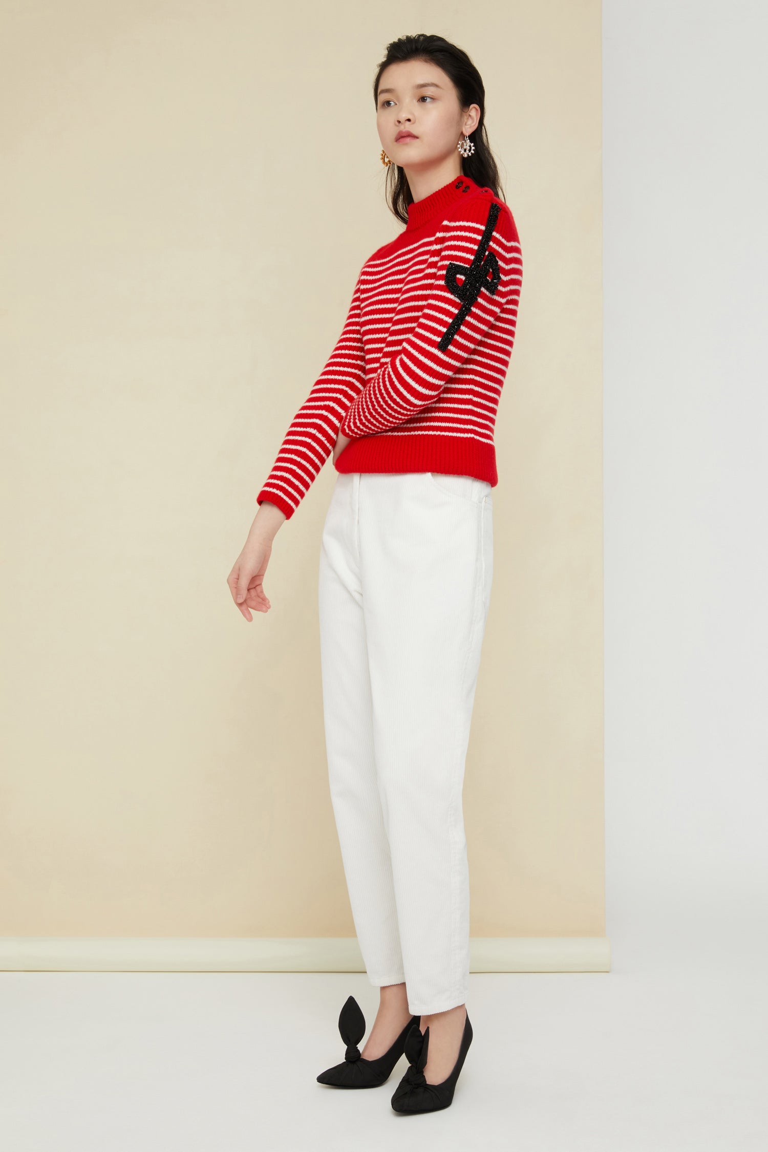 Patou TR008 pantalon carotte perle velours côtelé
