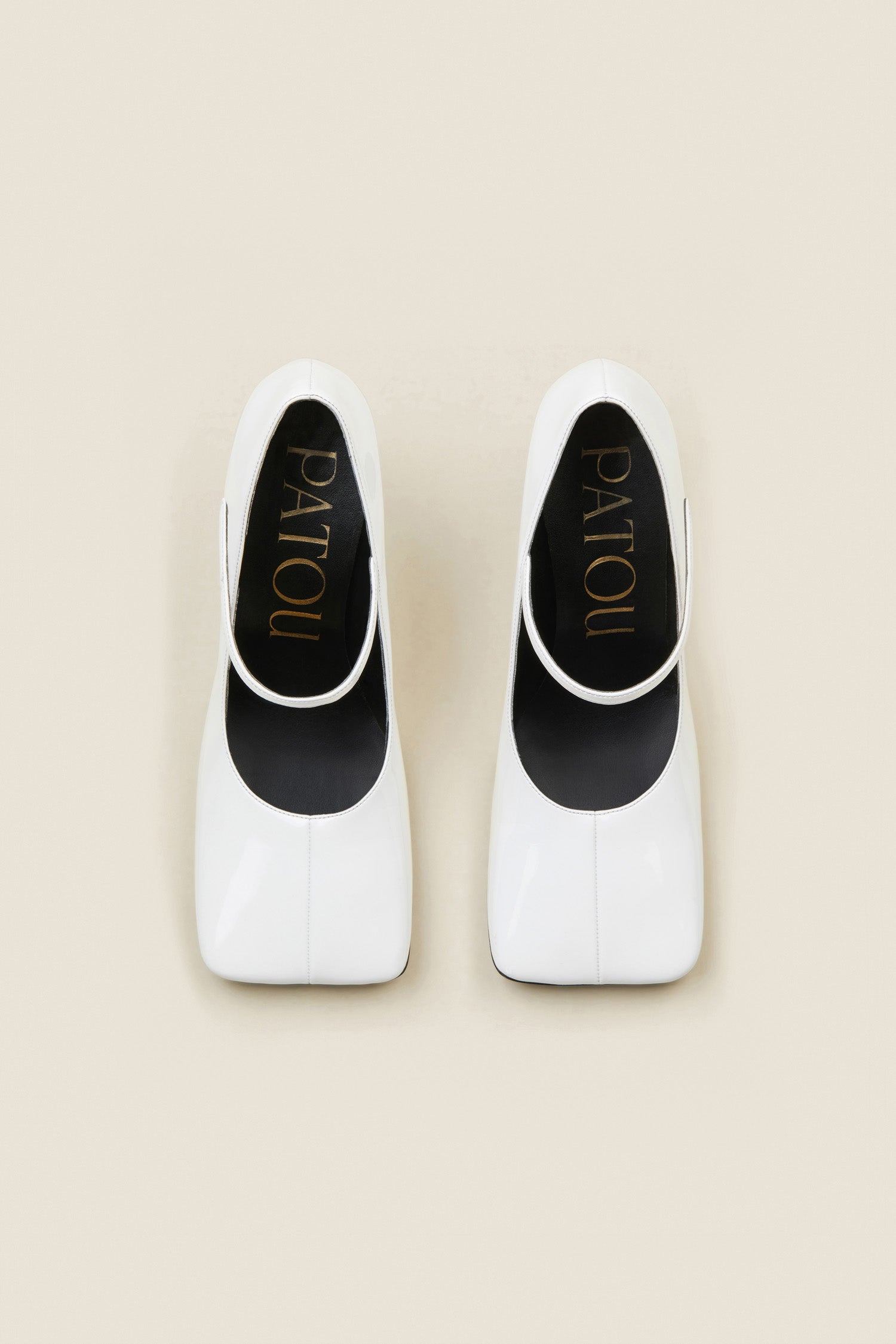 Patou P21FO0070083001W escarpins Mary Jane blancs vernis talon
