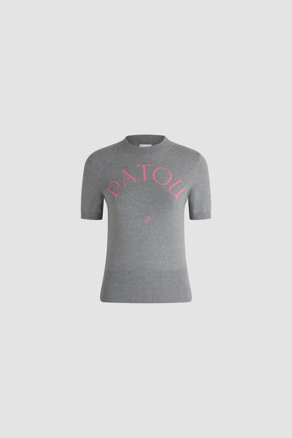 Patou pull coton manches courtes gris logo