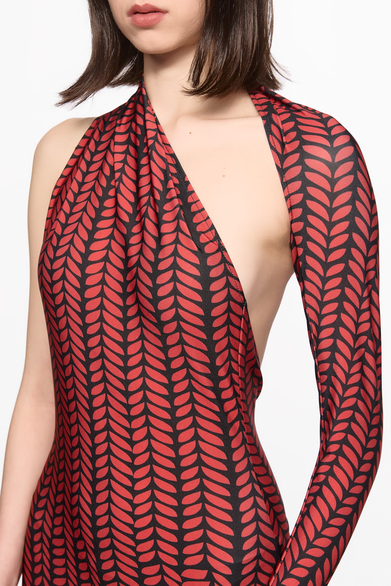 ATU Body Couture Printed robe maxi une épaule taille S