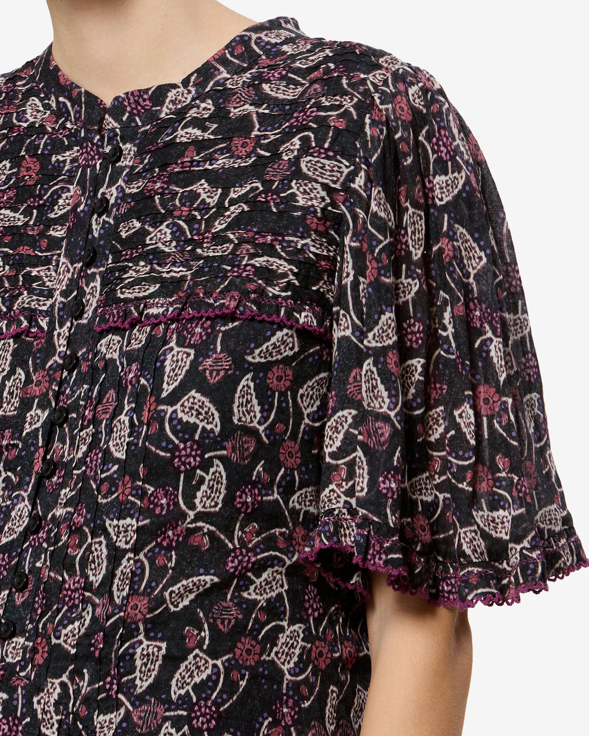Isabel Marant Daynia robe noir framboise voile coton