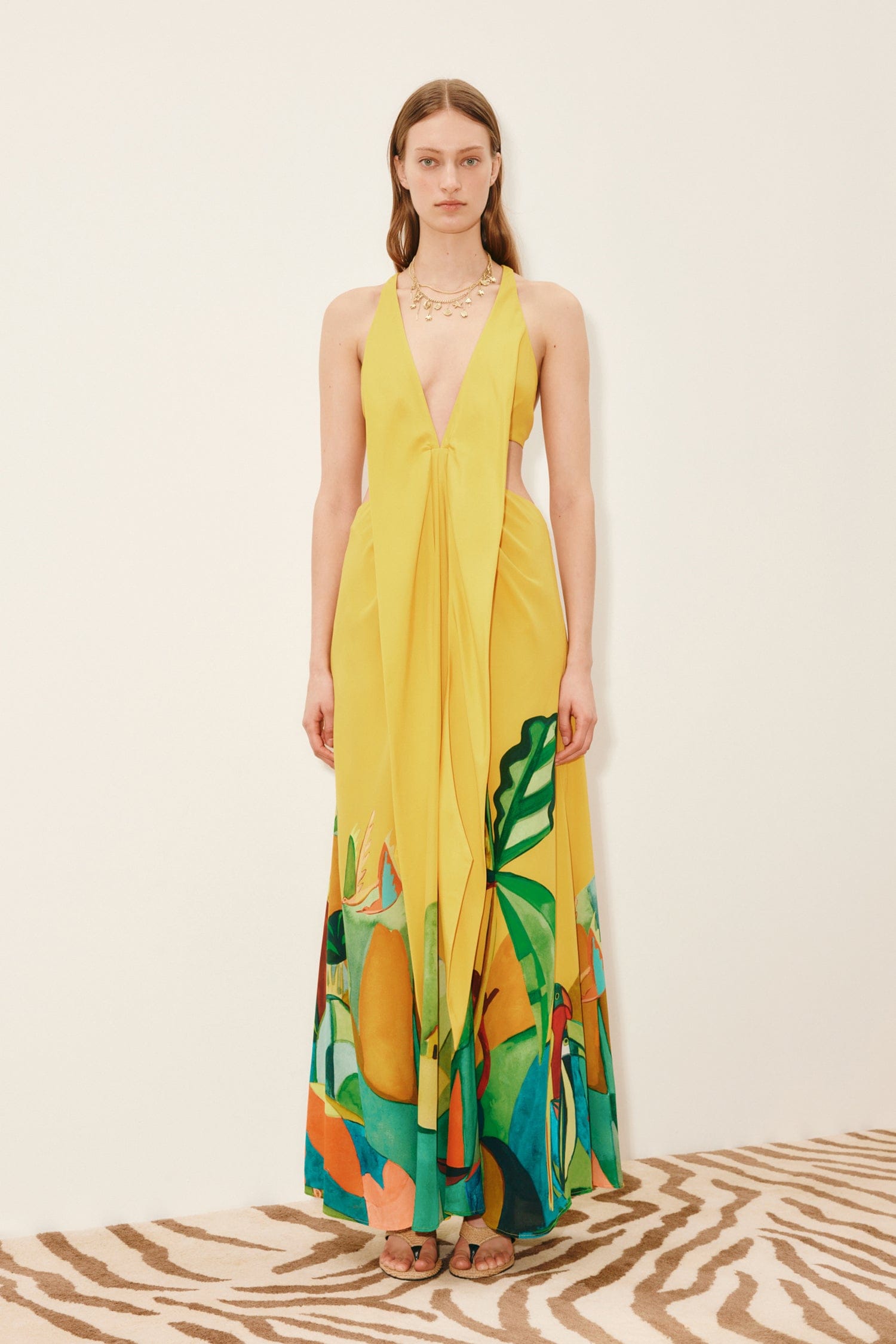 Alemais Mokshini robe midi soie découpes taille