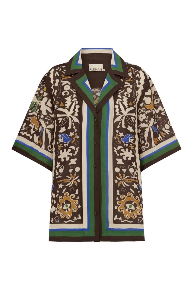 Alemais Maroc chemise en ramie imprimé bordure