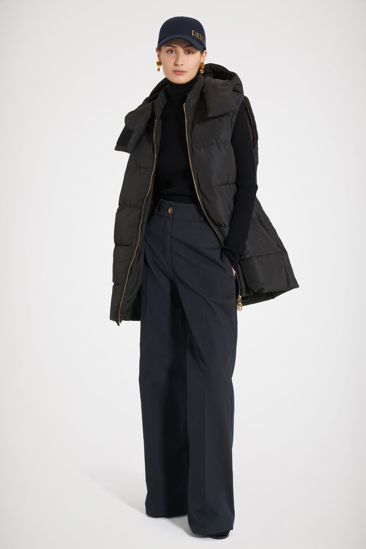 Patou TR023 pantalon évasé bleu nuit coton bio