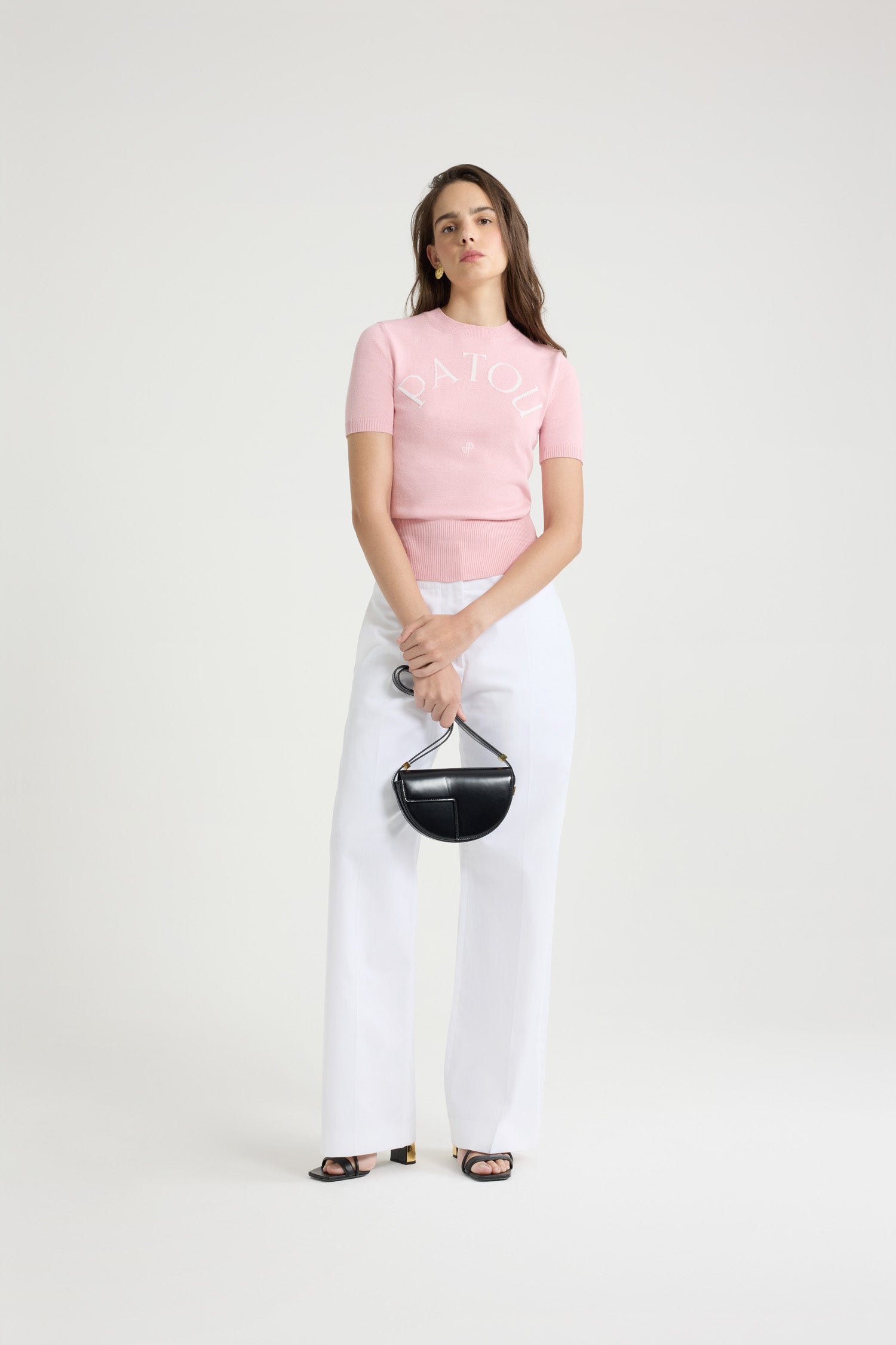 Patou Knitwear KN068 top coton rose Primrose Pink