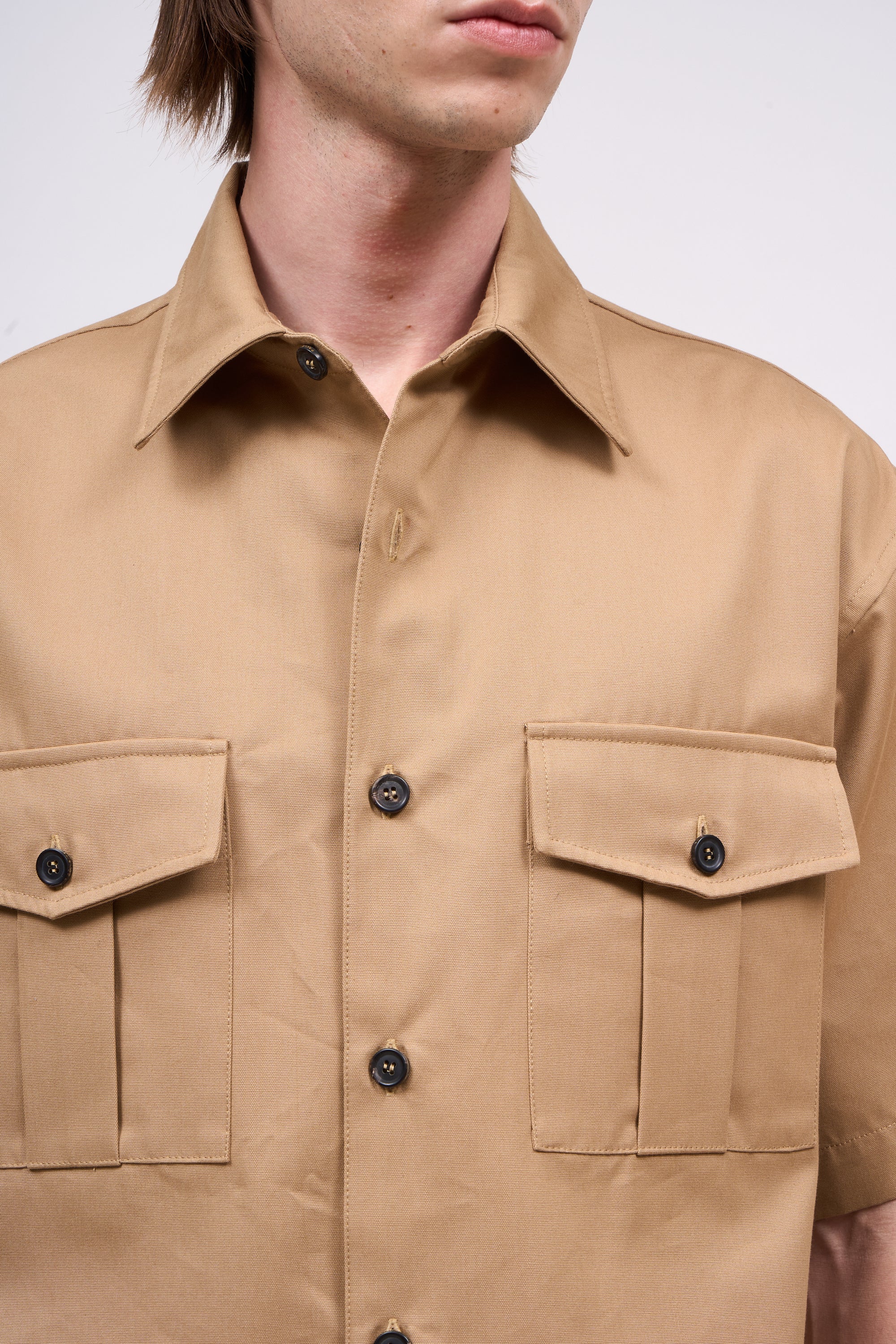 Paul & Joe Roze chemise manches courtes coton camel homme