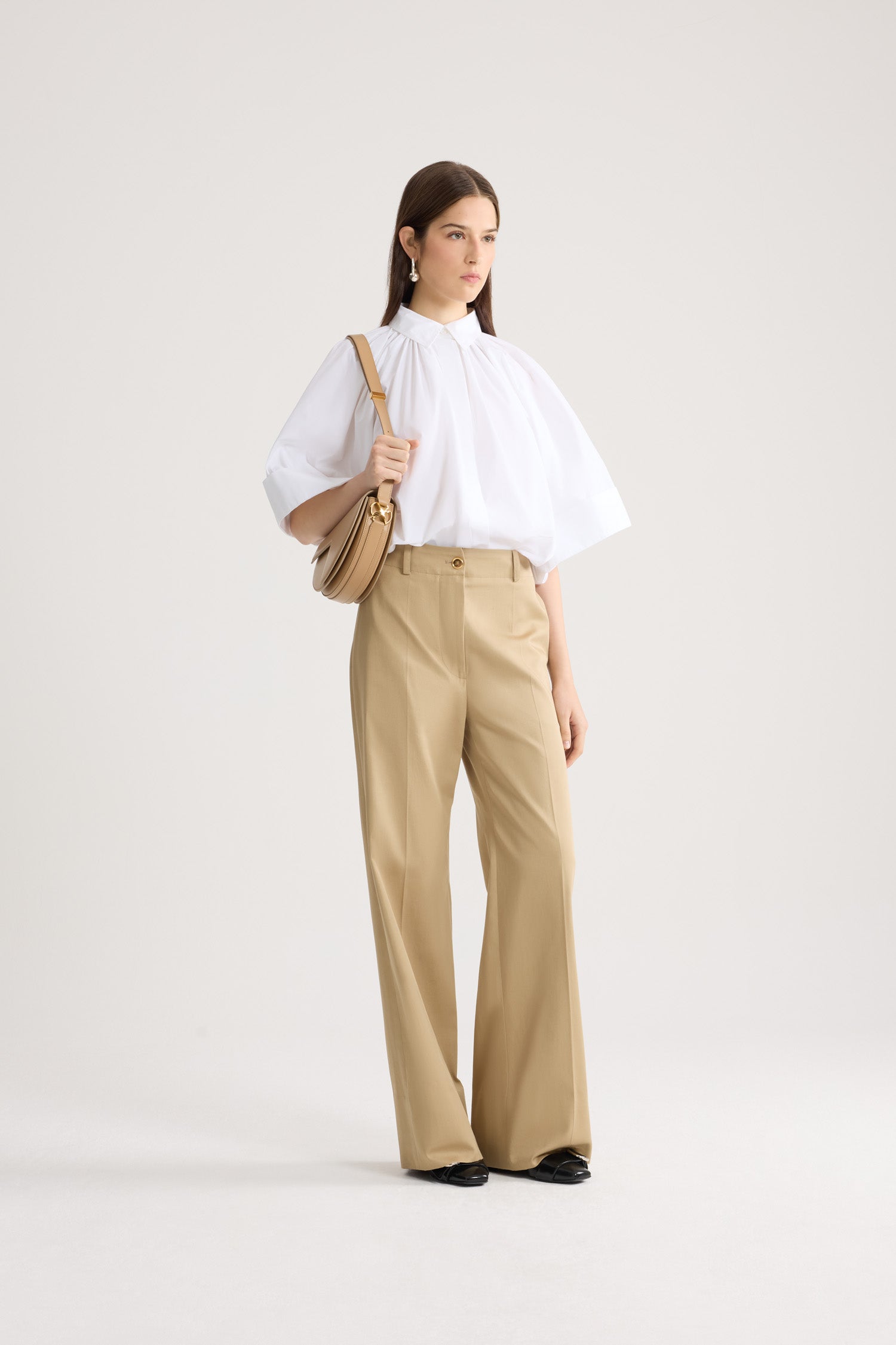 Patou BL061 Blouse Coton Bio Blanc Manches Courtes 34-44