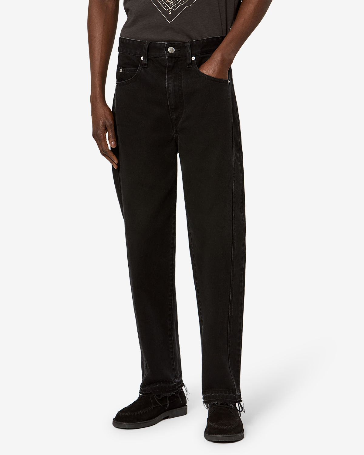 Isabel Marant Jorian PA0784HB jean barrel noir délavé