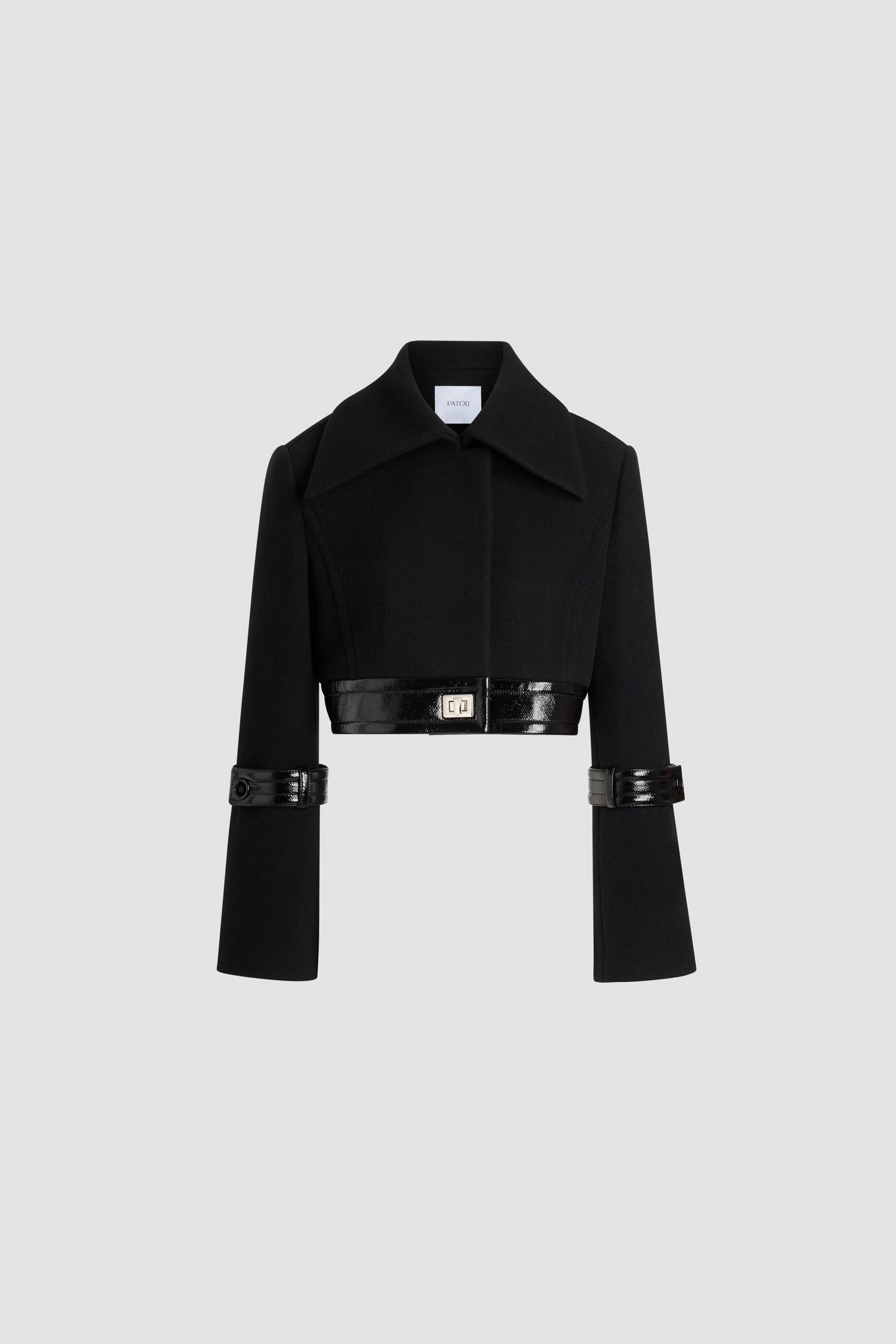 Patou H25JA0590217999L veste cropped noire laine