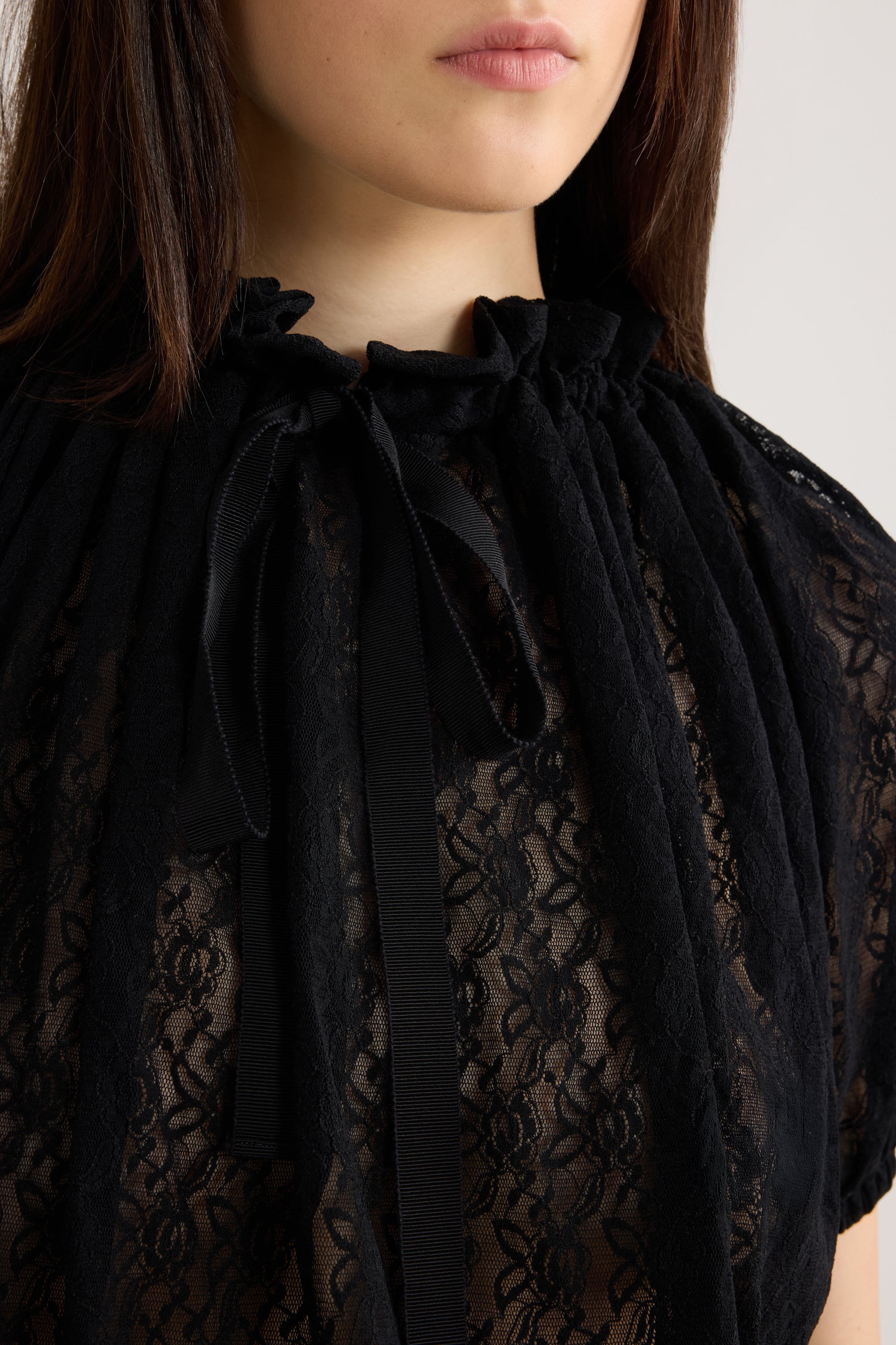 Patou Voluminous Top Dentelle Noir Polyamide