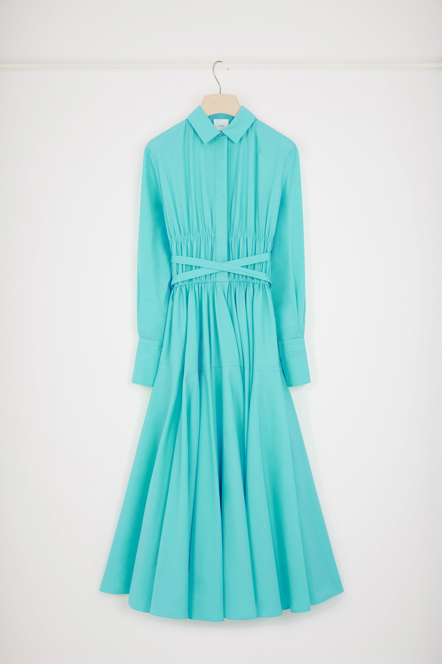 Patou DR135 robe chemise maxi Mint Green coton