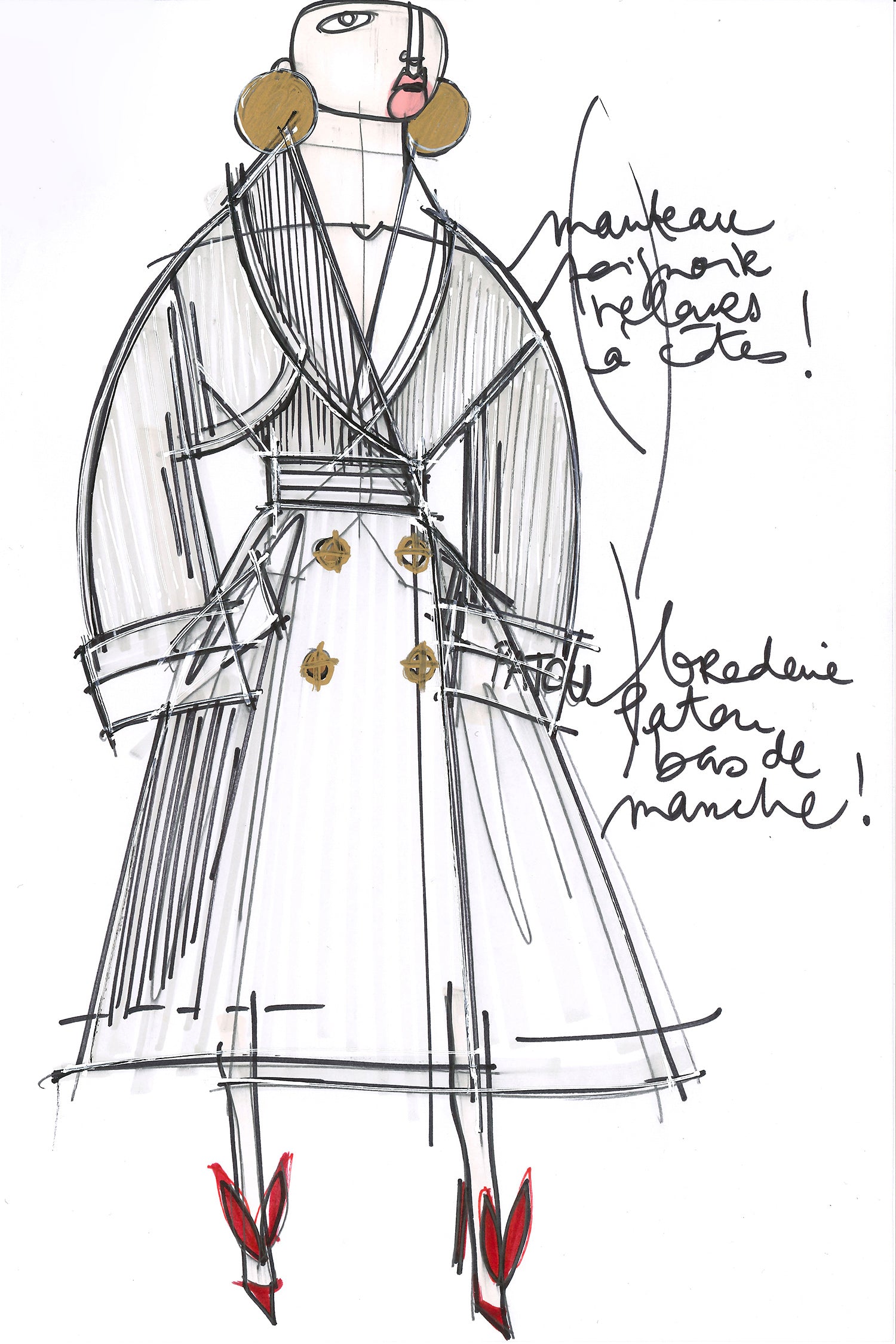 Patou trench CO005 manteau velours noir ceinturé