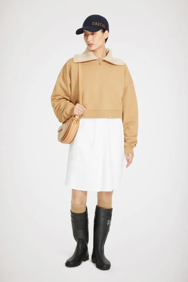 Patou JE055 robe sweat biscuit coton bio jupe popeline