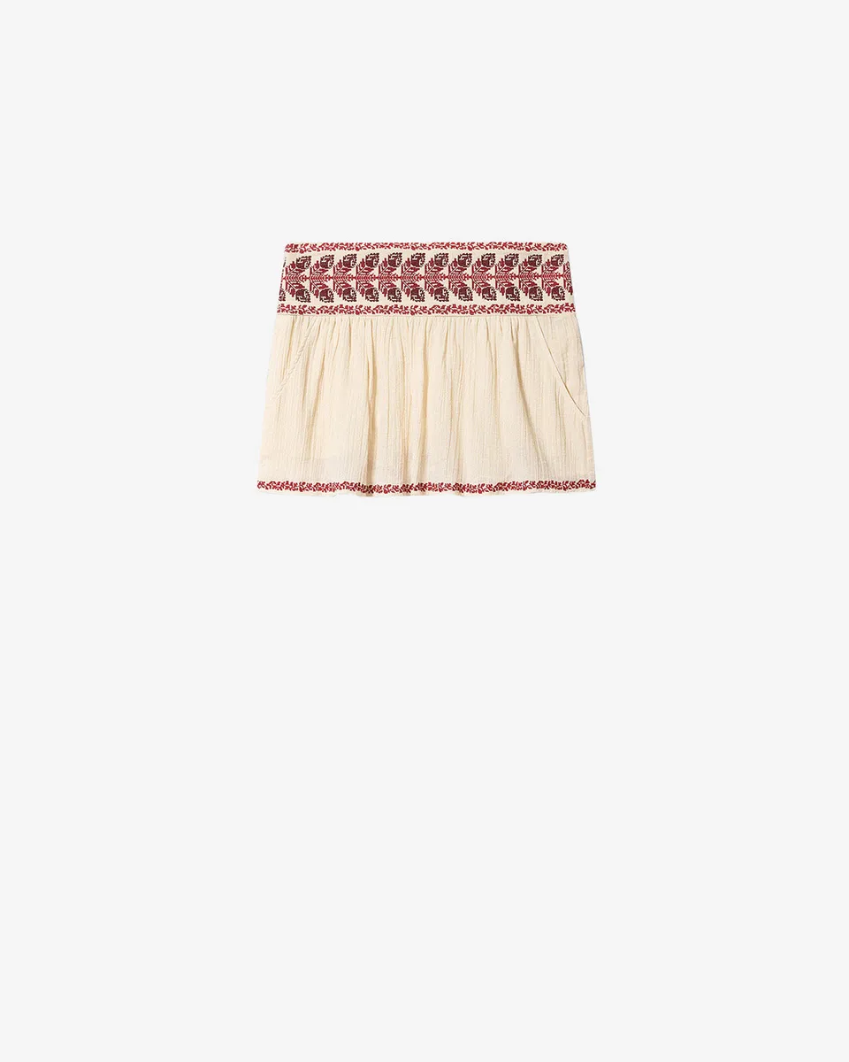 Isabel Marant Picadilia jupe courte beige-red coton