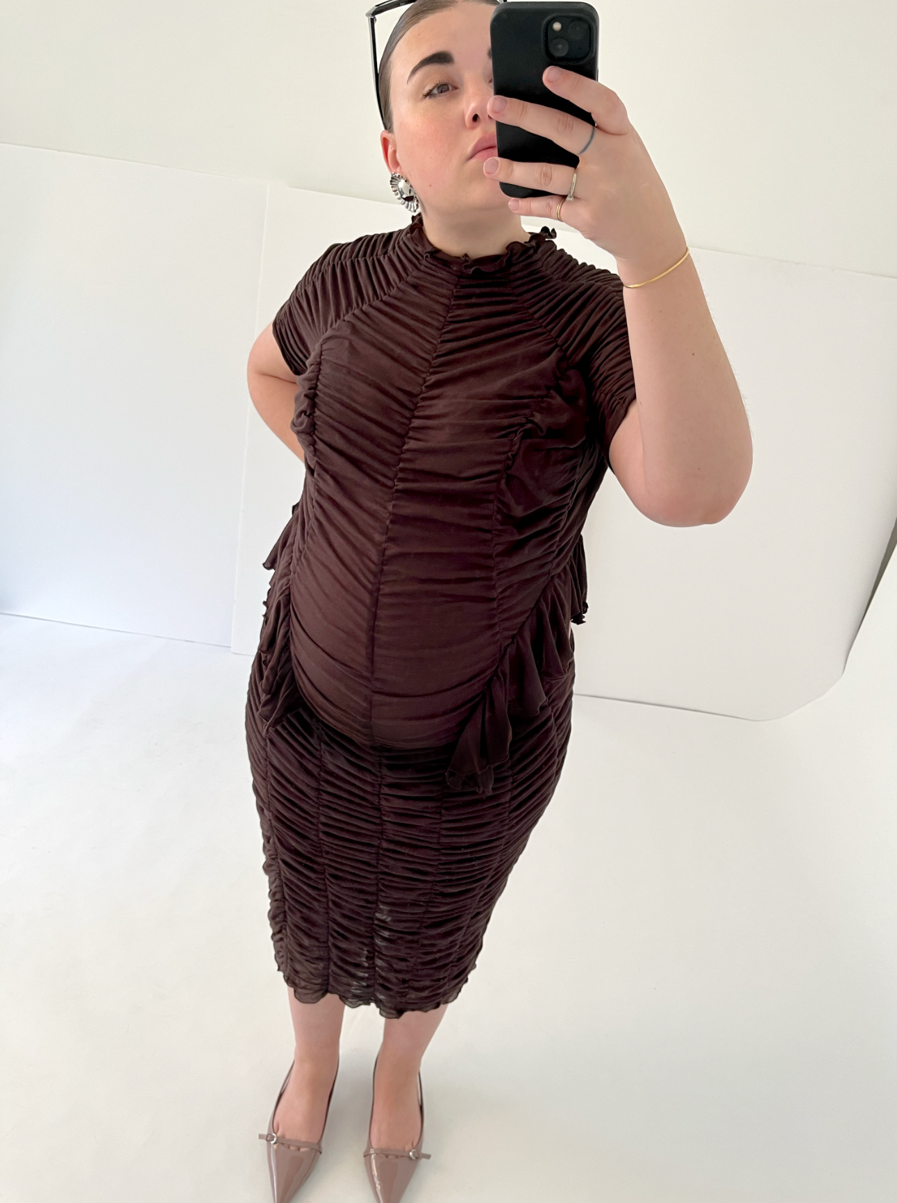 Ester Manas Chocolat Signature Robe marron jersey Regular