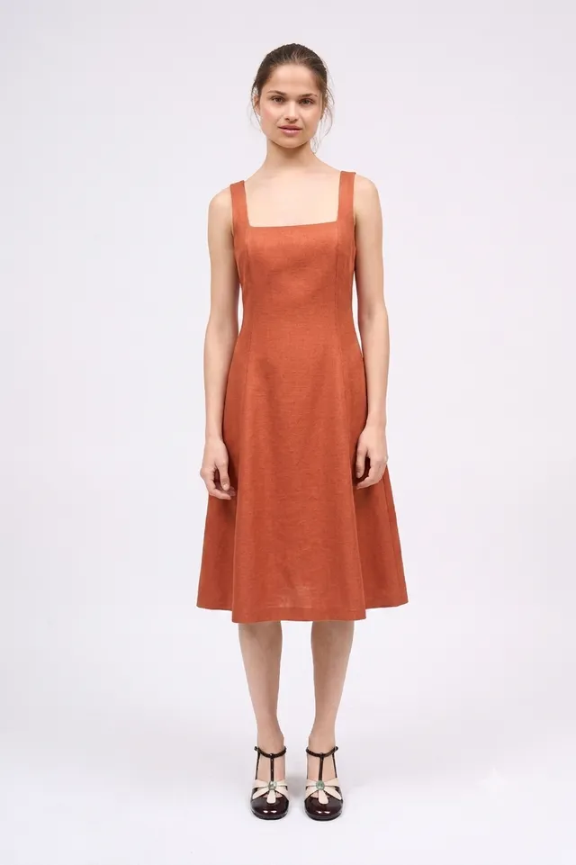Paul & Joe Olyanna robe cintrée terracotta laine soie