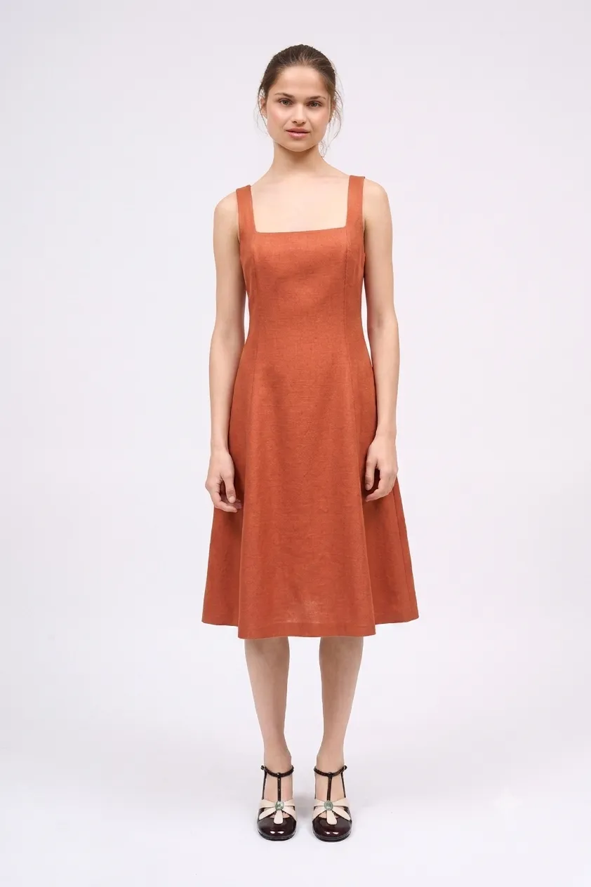 Paul & Joe Olyanna robe cintrée terracotta laine soie