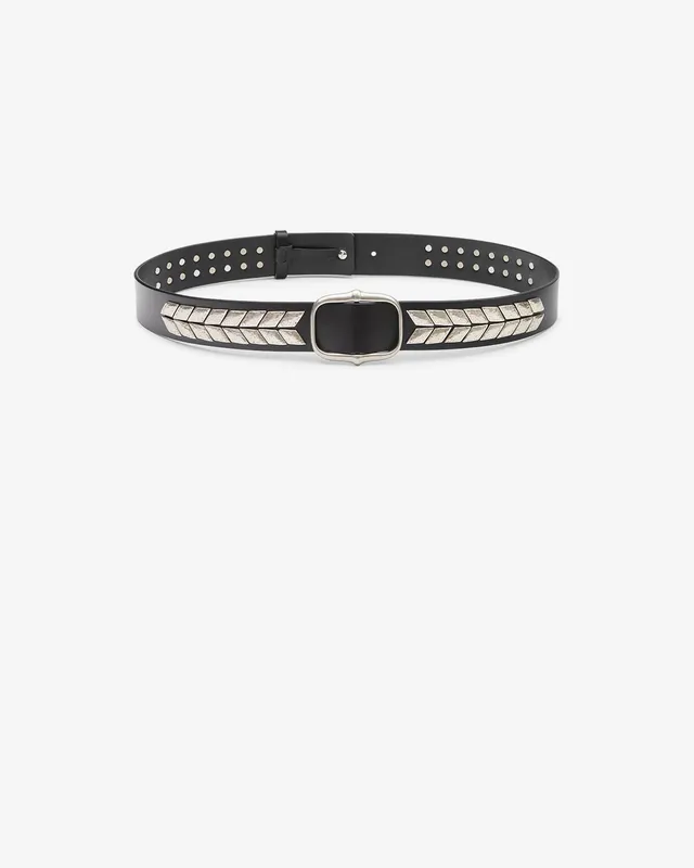 Isabel Marant Ceintures Belja ceinture cuir noir et argenté