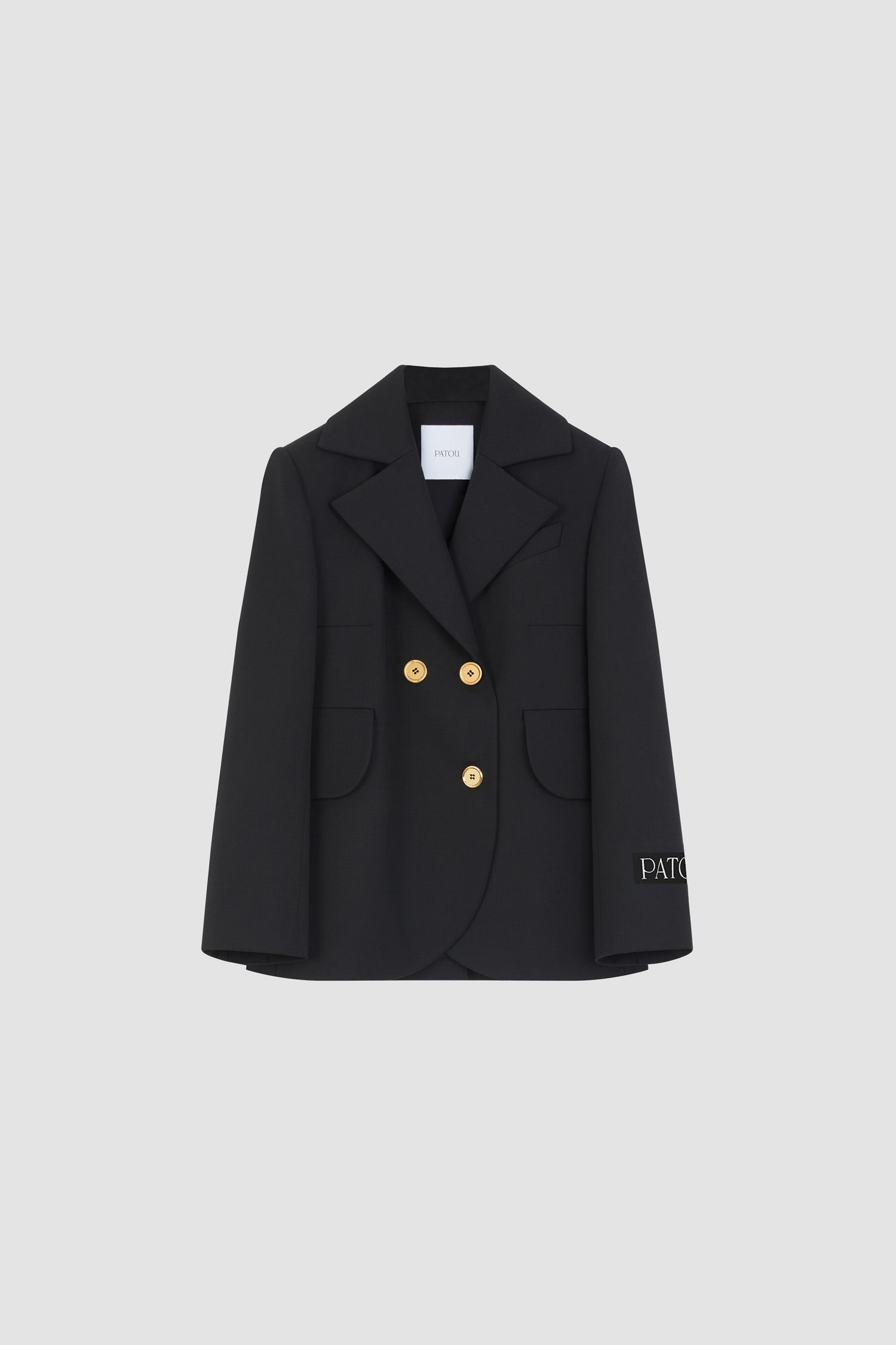 Patou H25JA0350103999B veste tailleur noire ceinture laine